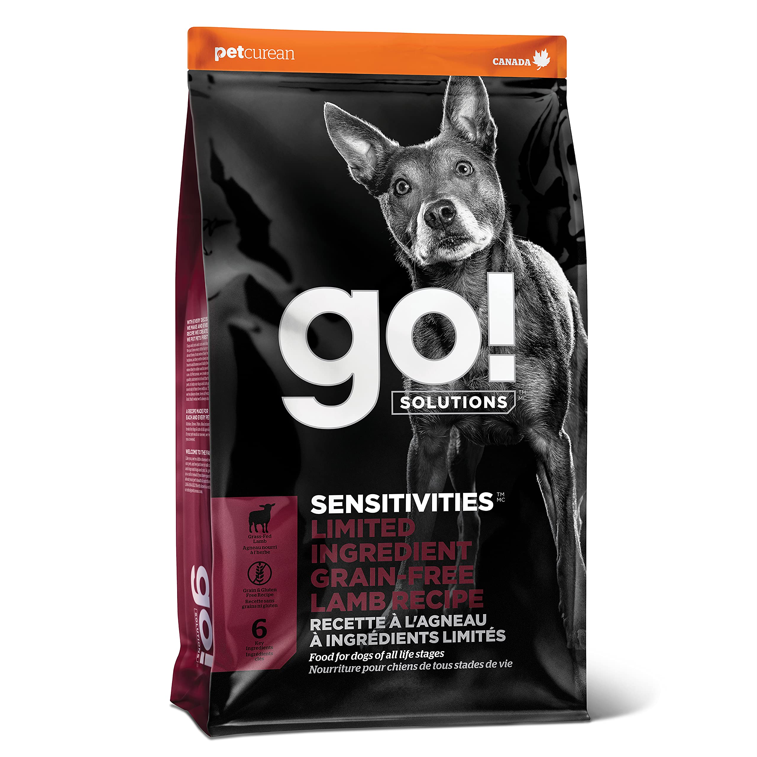 Go! Solutions Sensitivities Limited Ingredient, Grain-Free Dry Dog Food, Lamb Recipe for Sensitive Stomach, 3.5 lb Bag