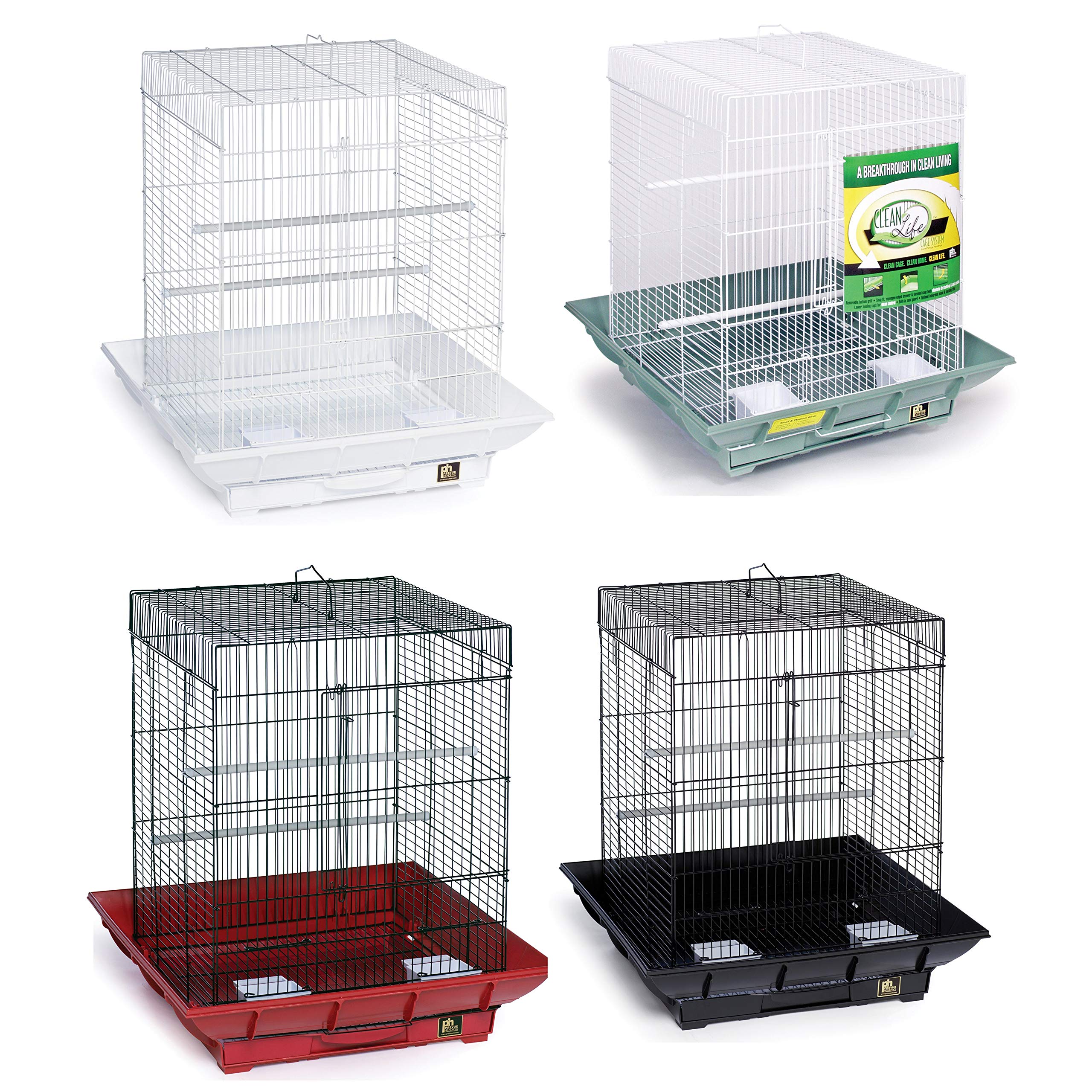 Prevue Hendryx Cockatiel Cage SP850G/W, 18"x18"x24", Green/White, Plastic Construction
