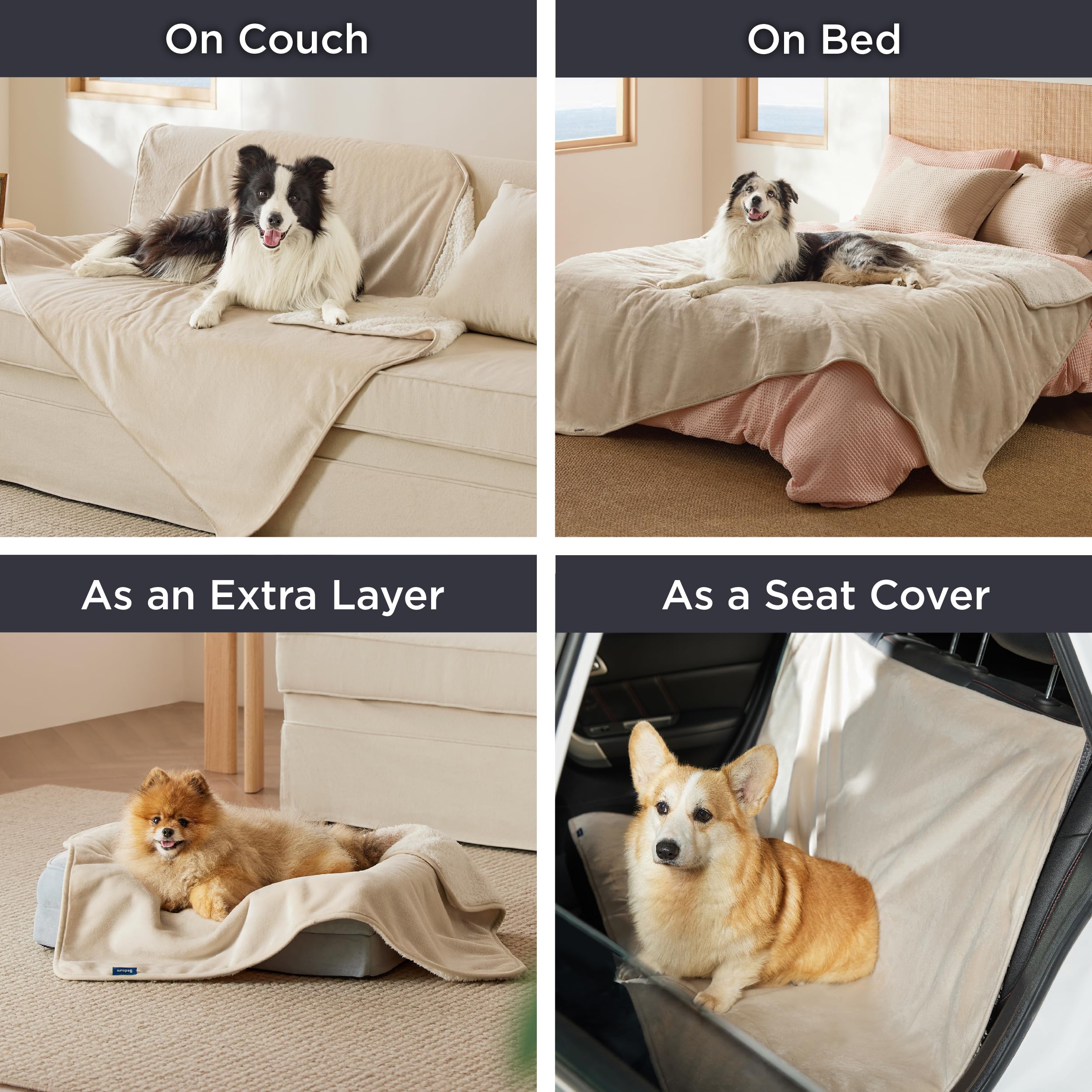 Bedsure Cat Blanket For Indoor Cats - Waterproof Calming Cat Blankets For Kitten, Sherpa Fleece Pet Blanket, Soft Plush Reversib