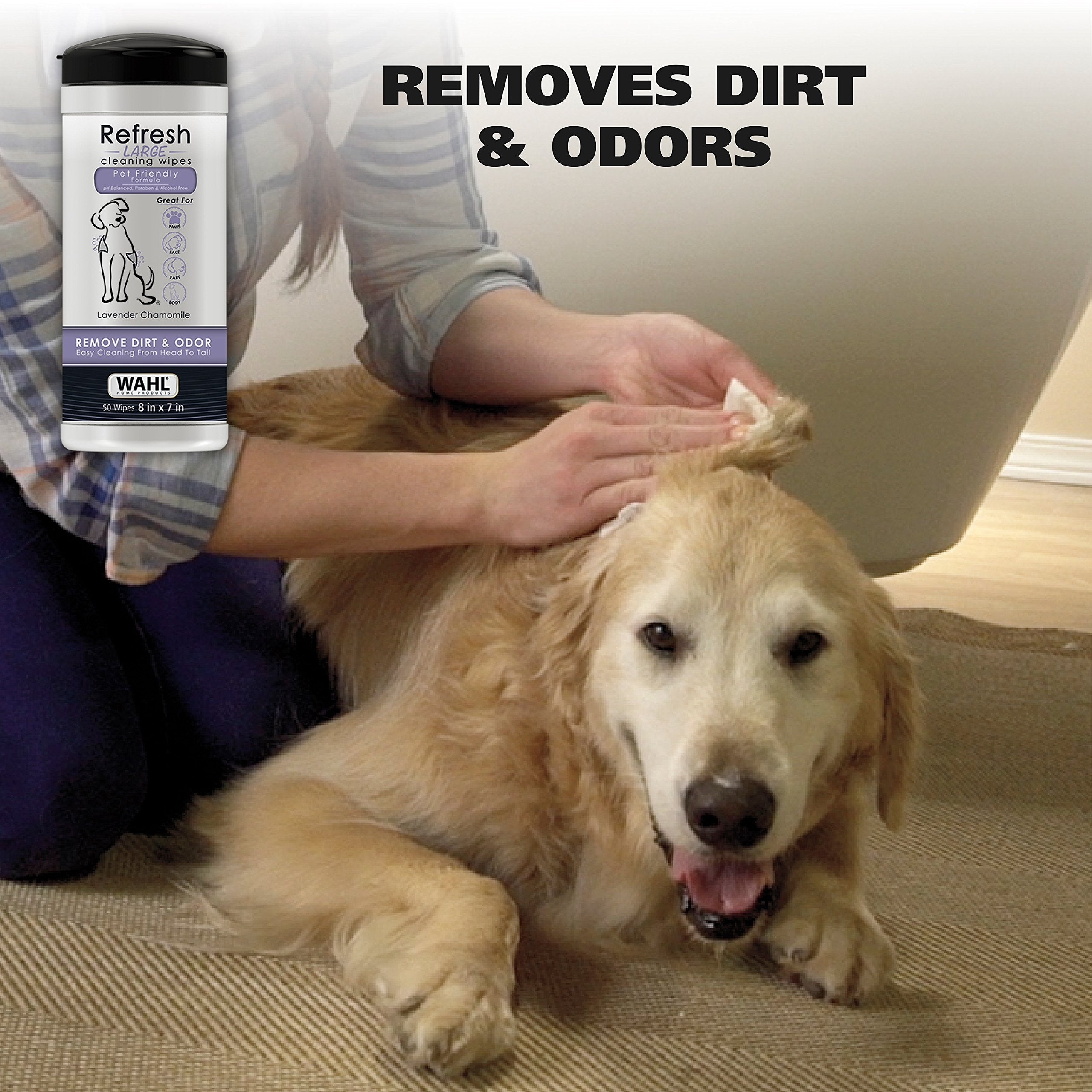 Wahl Pet Refresh Lavender Cleaning Wipes - 50 Count, Natural Material for Dogs, Model 820018A