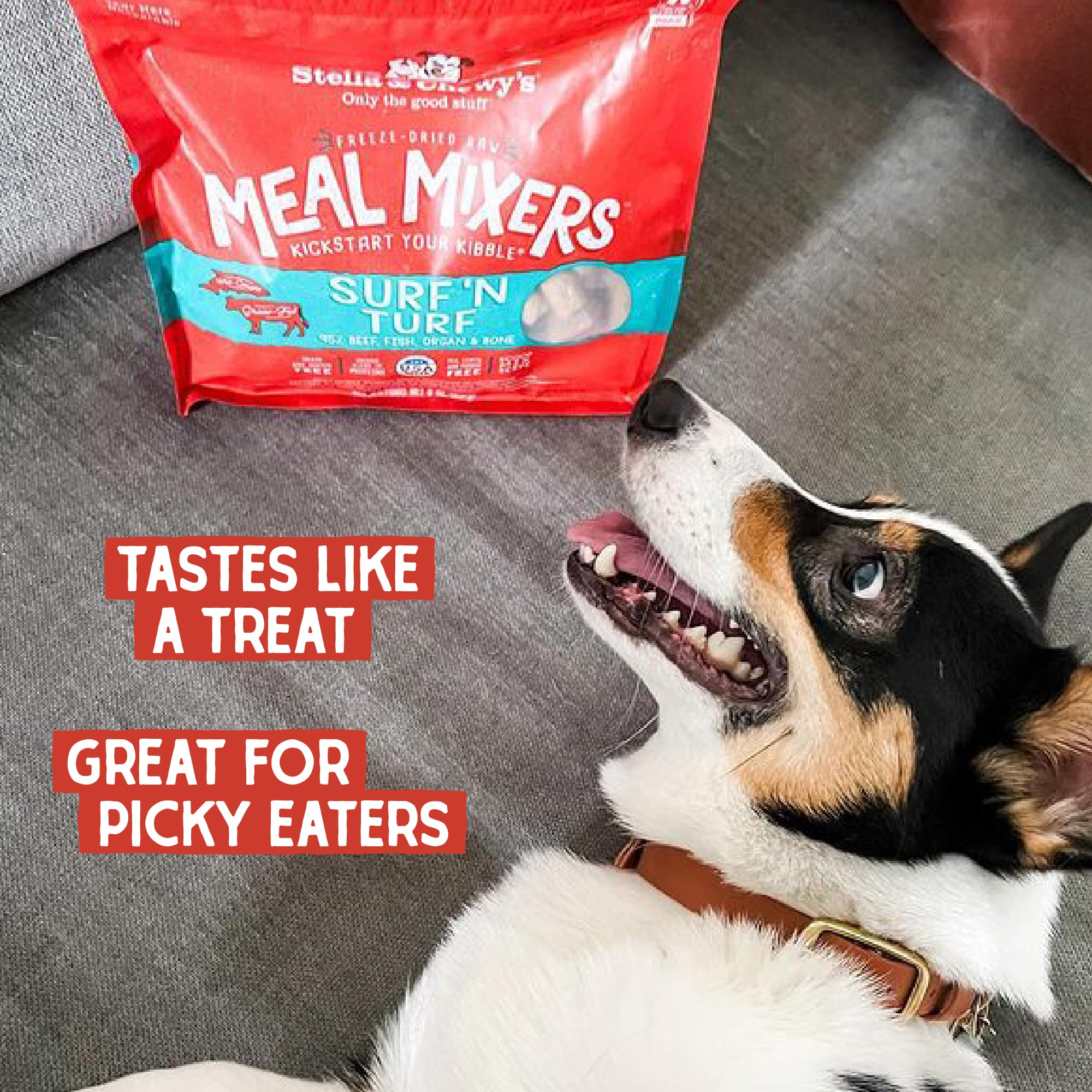 Stella & Chewys Freeze Dried Raw Surf & Turf Meal Mixer - Dog Food Topper for Small & Large Breeds - Grain Free, Protein Rich R