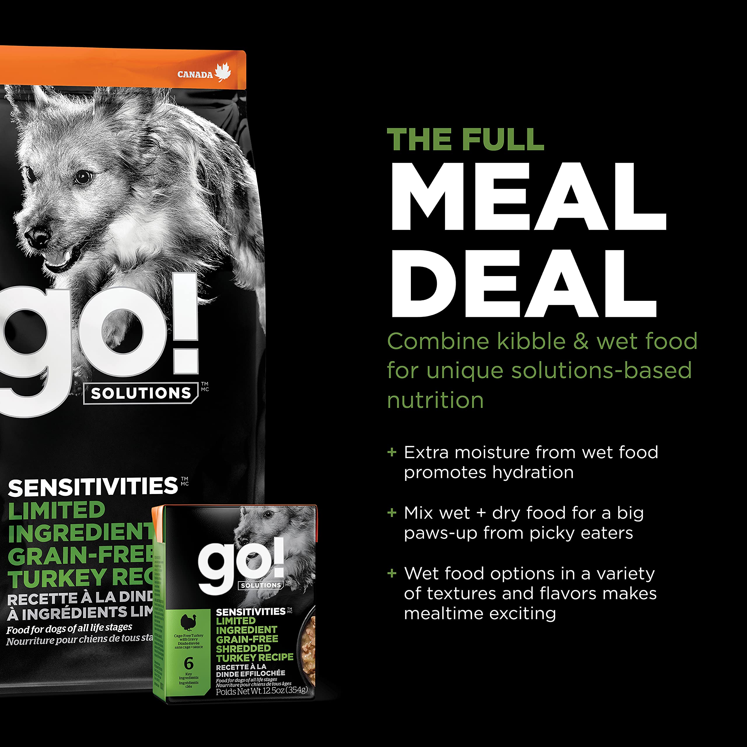 Go! Solutions Sensitivities Limited Ingredients, Grain-Free Dry Dog Food, Turkey Recipe for Sensitive Stomach, 22 lb Bag