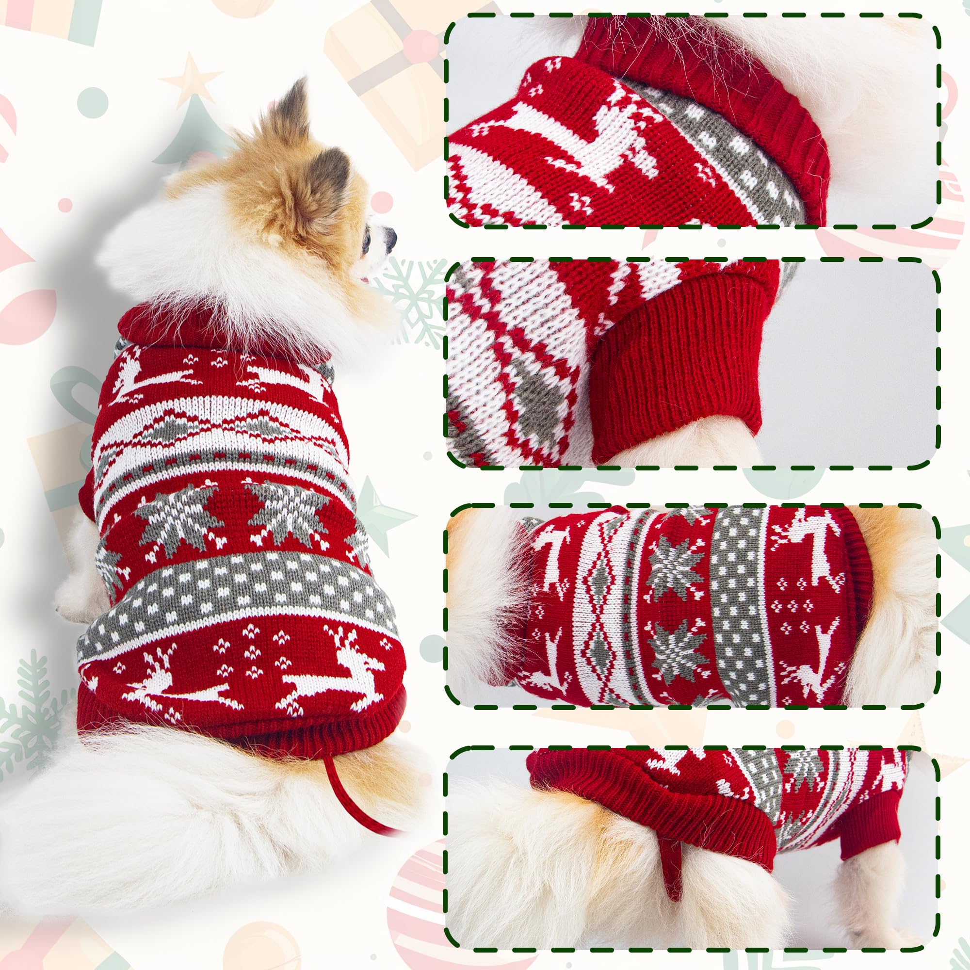Christmas Dog Sweater Puppy Sweater For Holiday Christmas Sweater With Moose Pattern For Dogs And Cats M