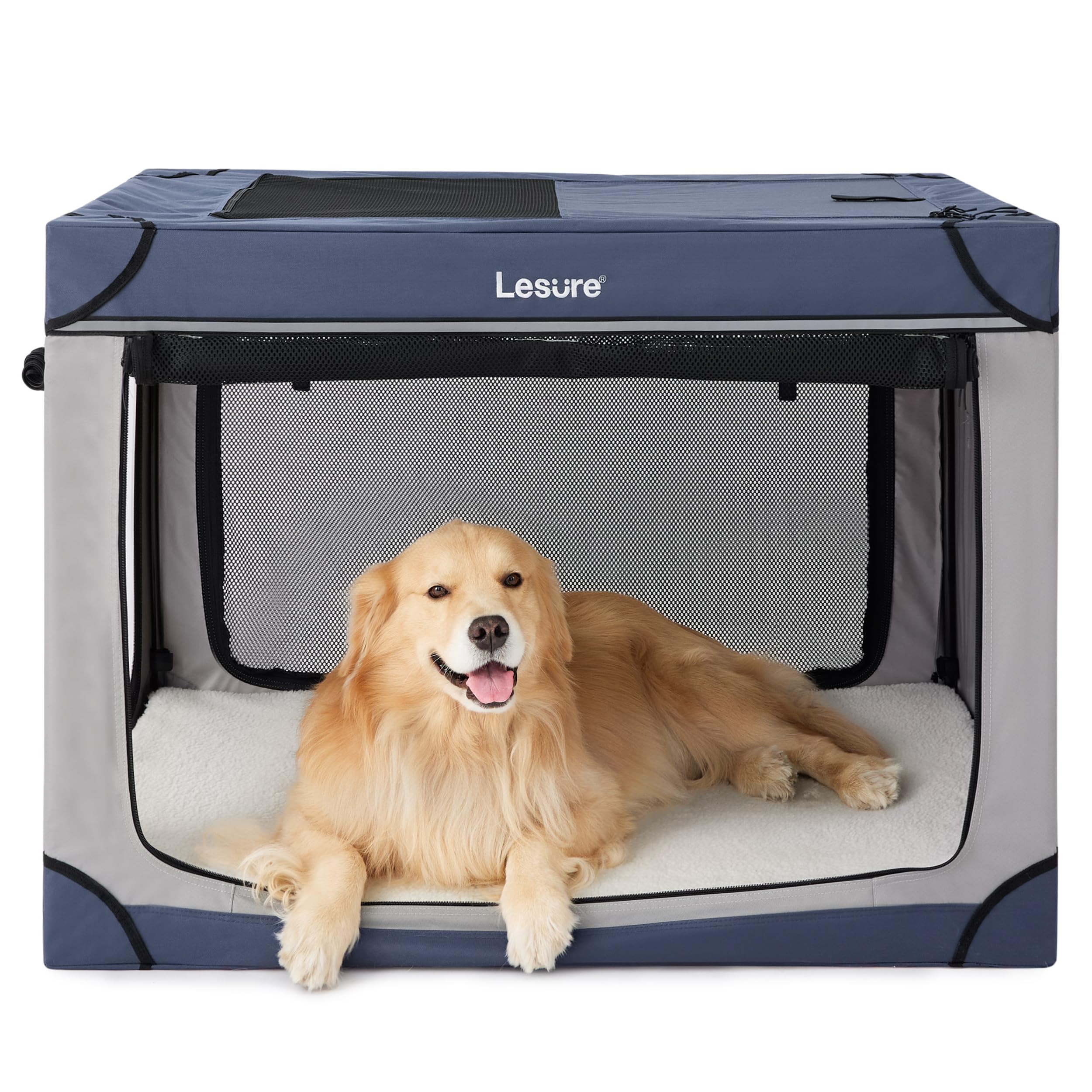 Lesure Soft Collapsible Dog Crate - 42 Inch Portable Travel Crate For Extra Large Dogs Indoor & Outdoor, 4-Door Foldable Pet Ken