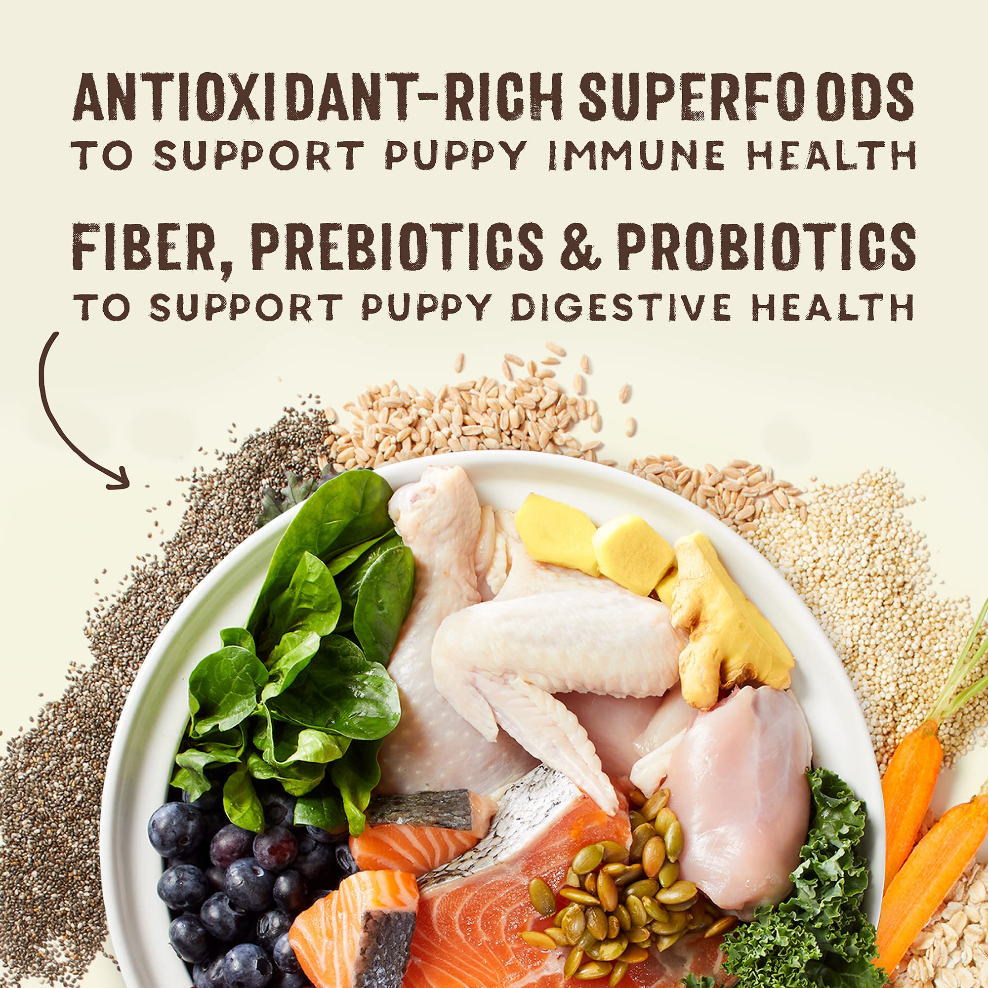 Stella & Chewys SuperBlends Raw Blend Wholesome Grains Puppy Cage-Free Chicken & Wild Caught Salmon Recipe with Superfoods, 3.2