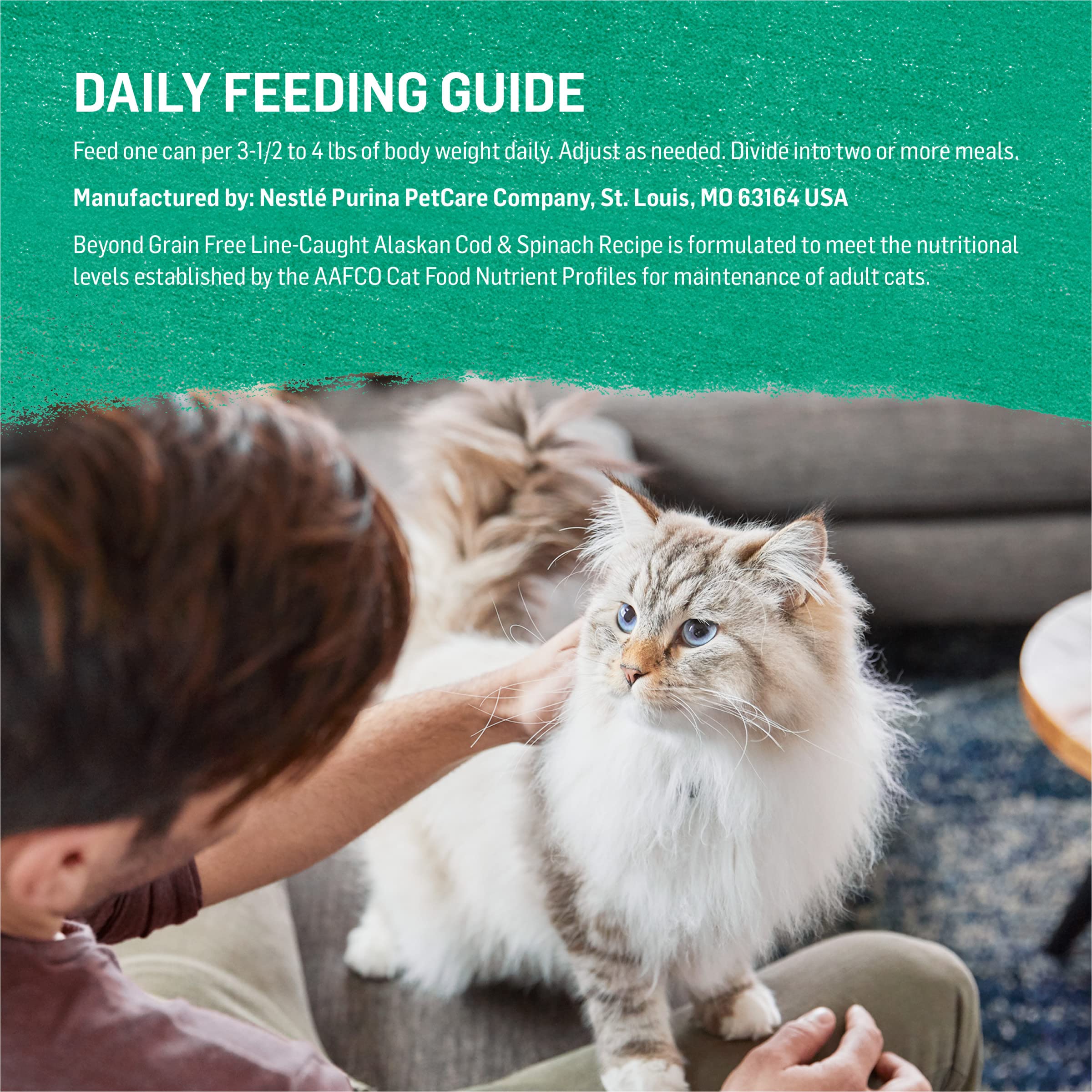 Purina Beyond Line-Caught Alaskan Cod and Spinach Recipe Grain Free Wet Cat Food Pate - (Pack of 12) 3 oz. Cans