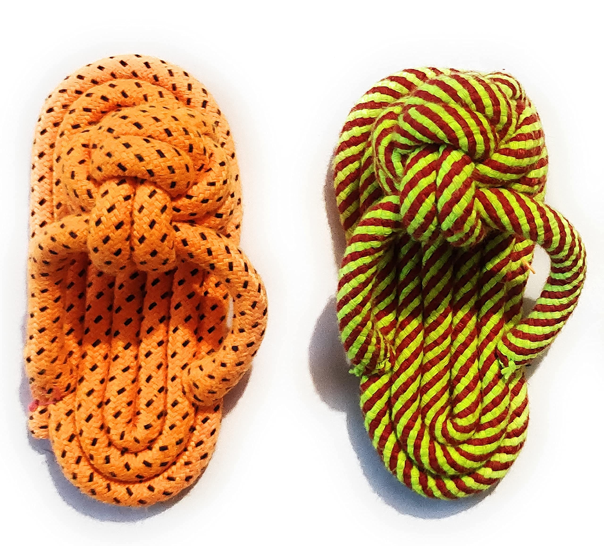 Woofy Pack Of 2 Cotton Poly Mix Chew Slipper Dog Toys For Teething Suitable Small And Medium Puppies. (2 Slipper Combo)