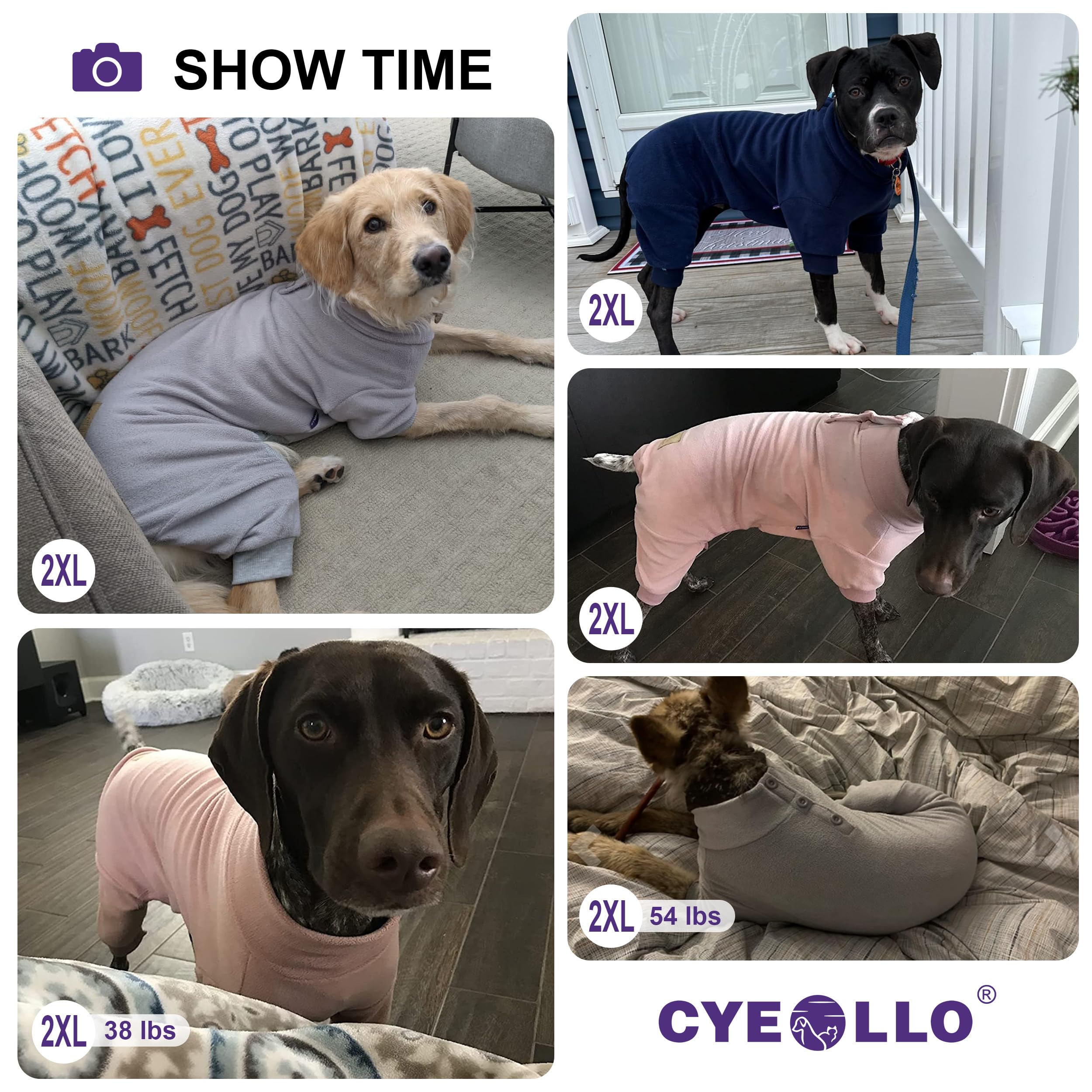 Cyeollo Soft Stretchable Thermal Dog Pjs & Onesie - Winter Dog Clothes, Navy Xxl