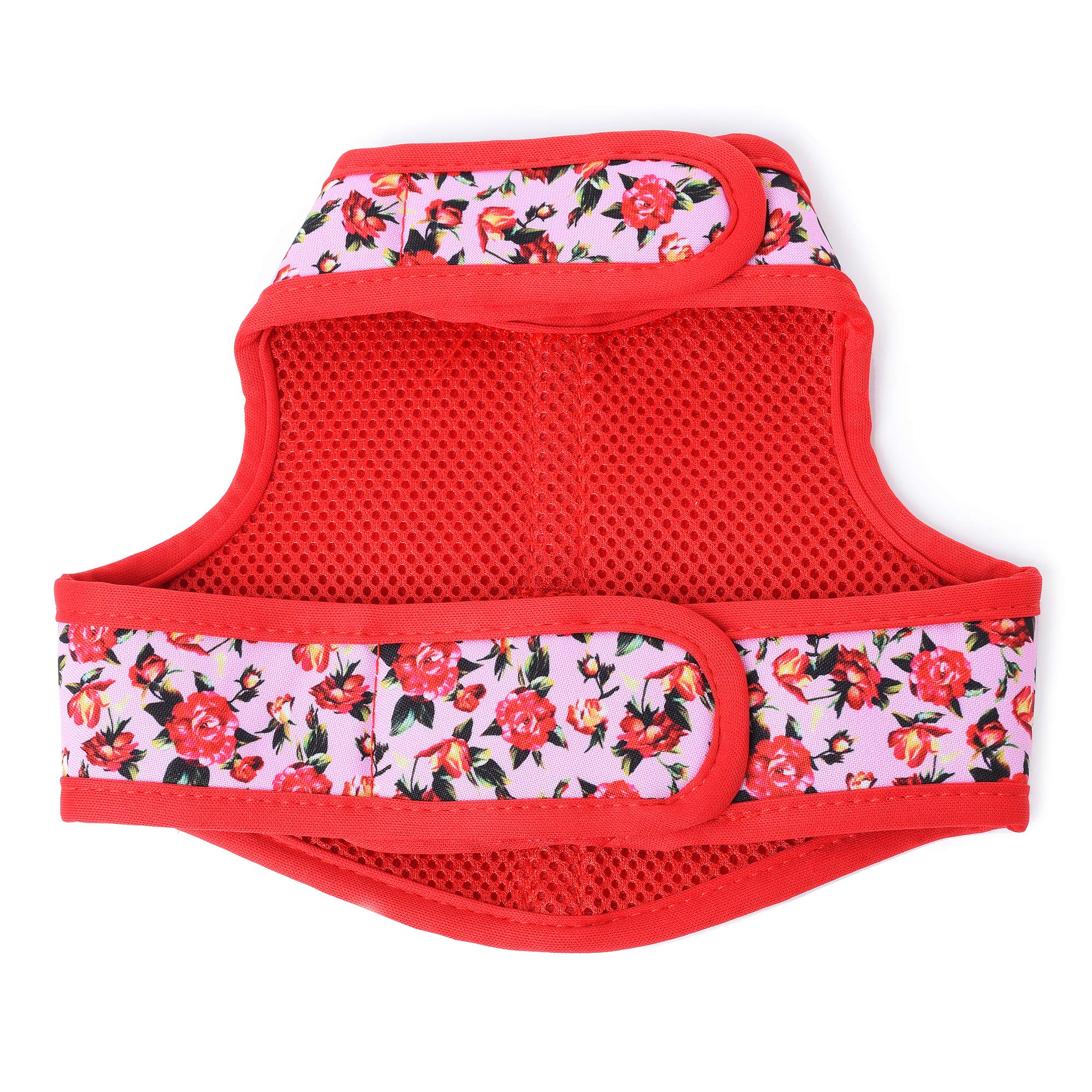 Mile High Life | Easy Get On Air Mesh Vest Harness | Spring Floral Collection | Adjustable Easy Closures Both Neck And Chest |20 Lbs Small Dogs & Cats | Peony Rose | Xs Chest Size (14'-16')