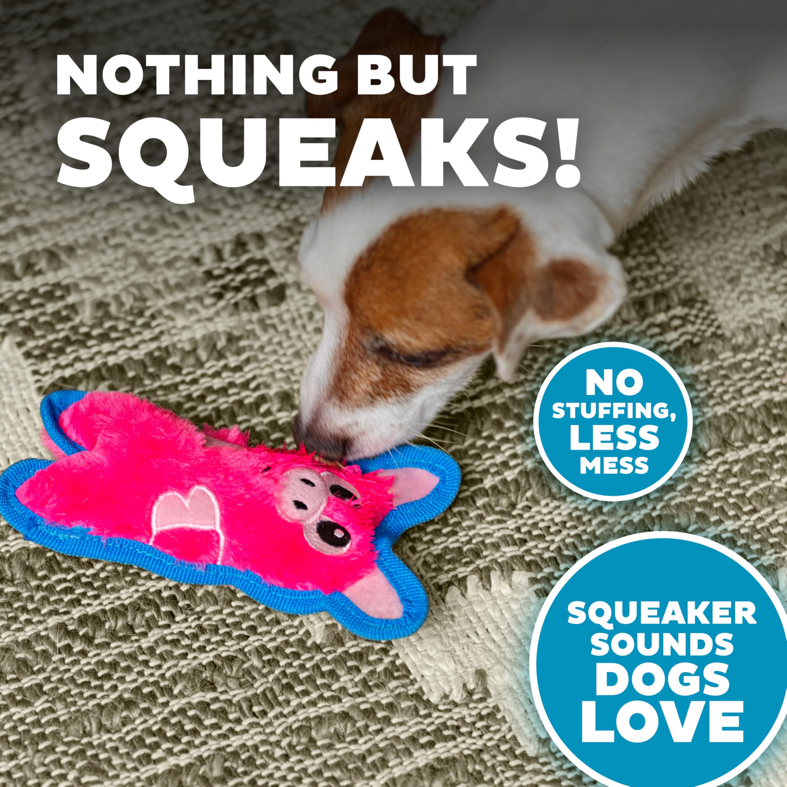 Outward Hound Durablez Tough Plush Squeaky Dog Toy, Pig, Pink, Xs
