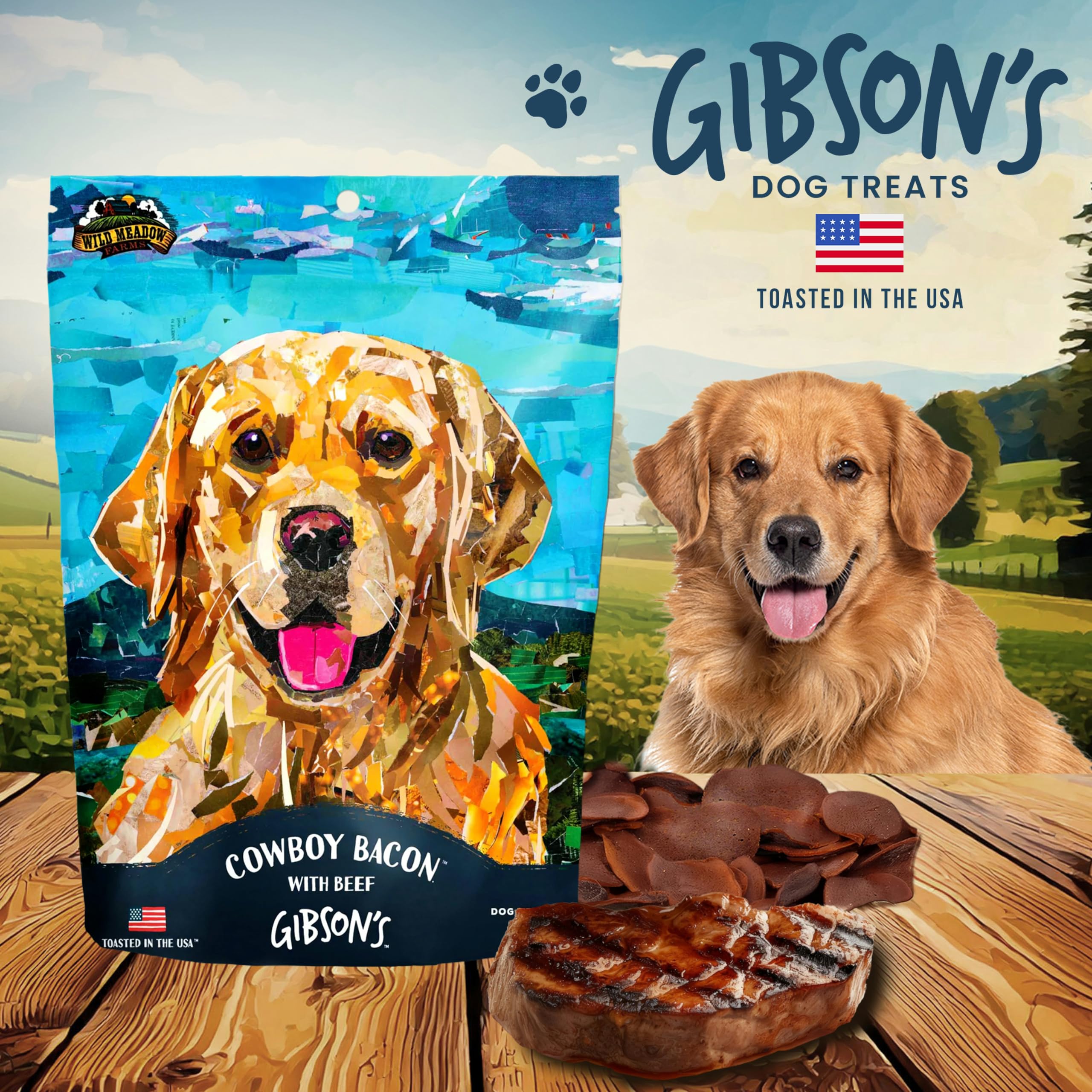 Wild Meadow Farms - Gibsons Prairie Bacon with Bison, Soft Jerky Dog Treats, Aromatic, and Grain-Free for Training and Rewardin