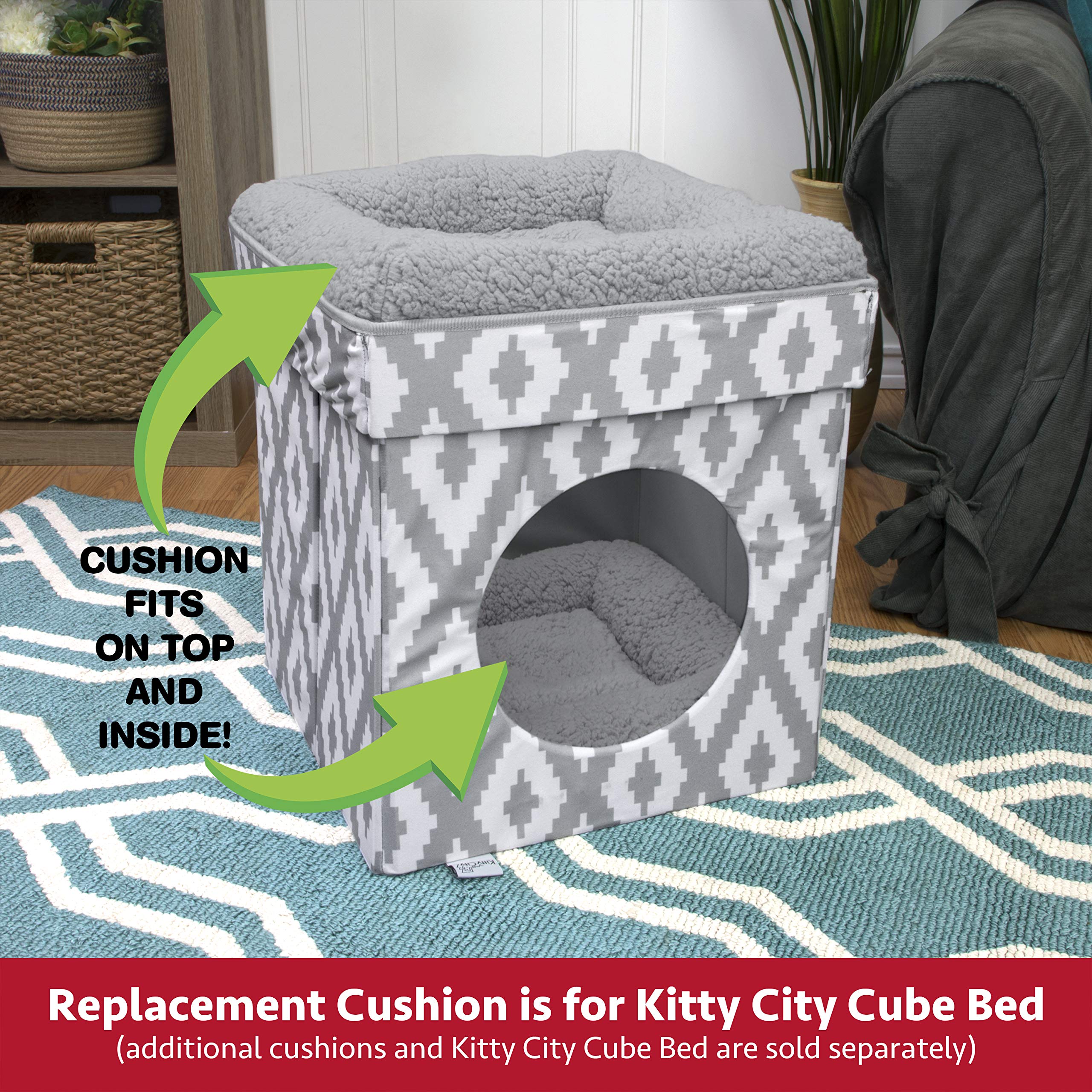 Kitty City Claw Mega Kit 2.0 - Large Cat Furniture with Cushion & Scratch, Gray, Model CM-10035-CS01