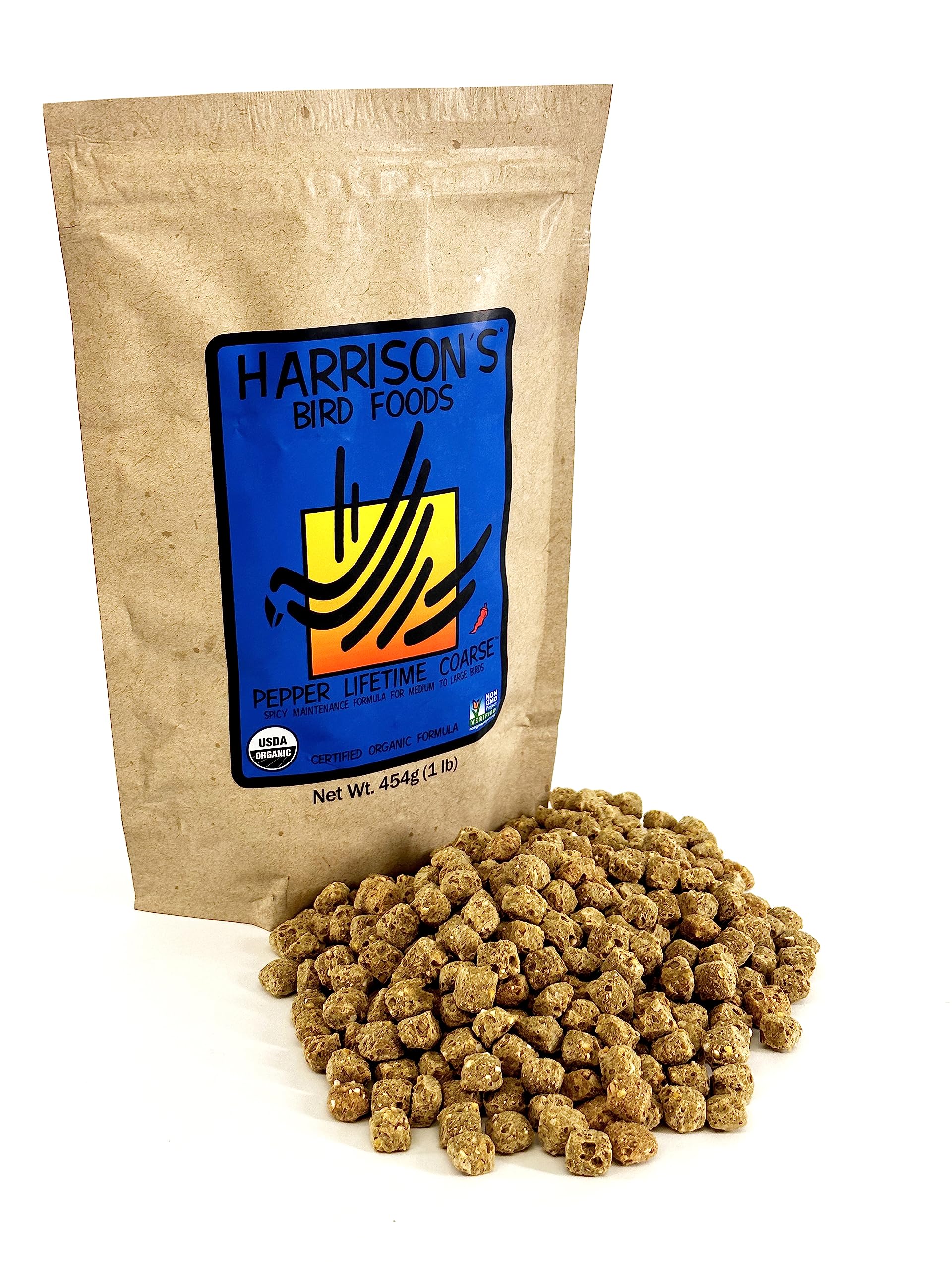 Harrisons Bird Foods Pepper Lifetime Coarse Certified Organic Non-GMO Formula Bird Food 1lb