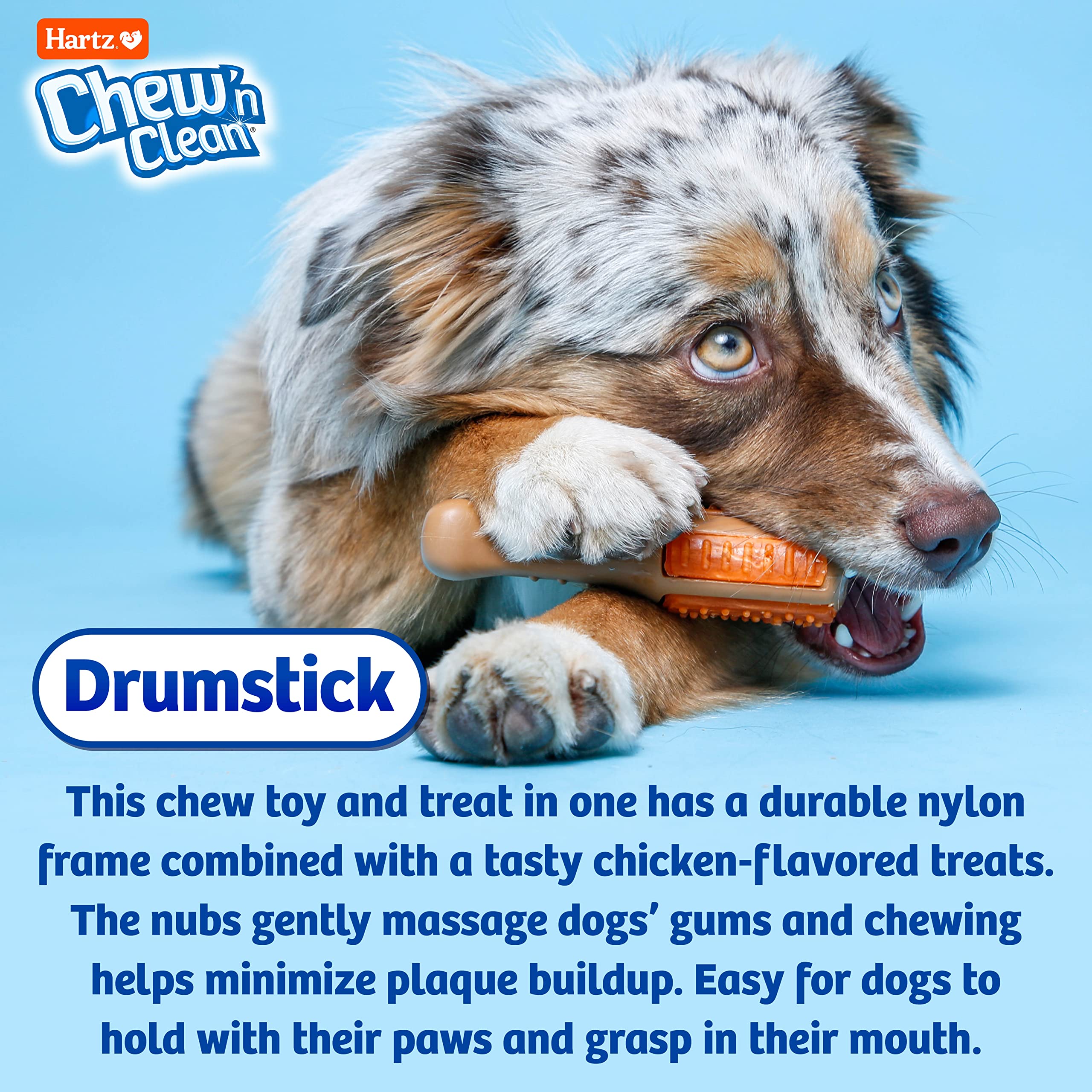 Hartz Chew n Clean Chew Toy and Treat in One Chicken Flavored Drumstick Dog Toy, Small