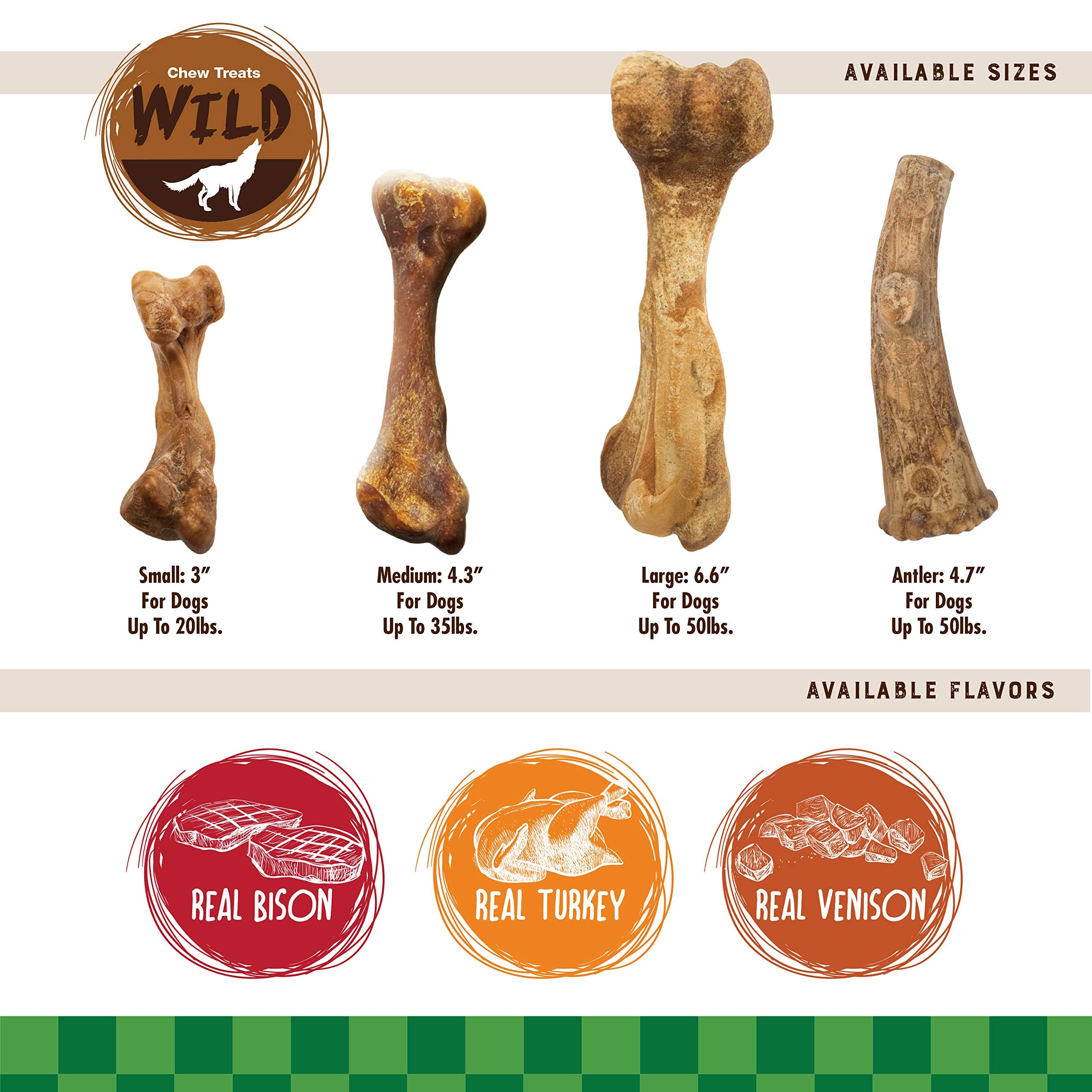 Nylabone Healthy Edibles WILD Natural Long-Lasting Bison Flavor Bone Chew Treats for Dogs, Small (8 Count)