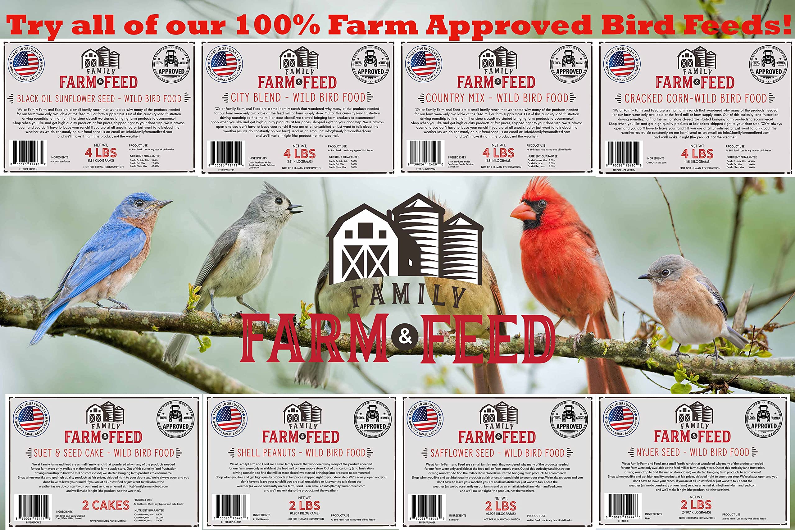 FAMILY FARM AND FEED | Four Seasons | in Shell Peanuts | Wild Bird Food | Backyard Songbird | 2 Pounds