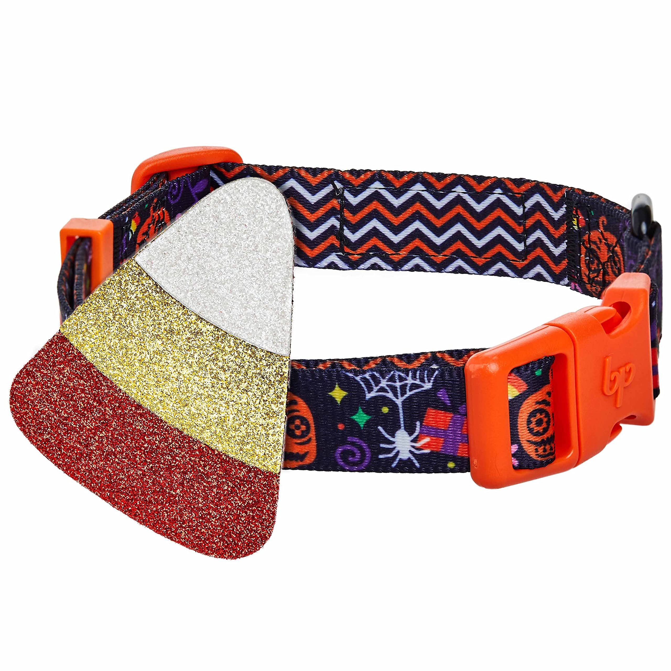 Blueberry Pet Halloween Witch Hat Adjustable Dog Collar With Detachable Glitter Accessory, Medium, Neck 14.5'-20'