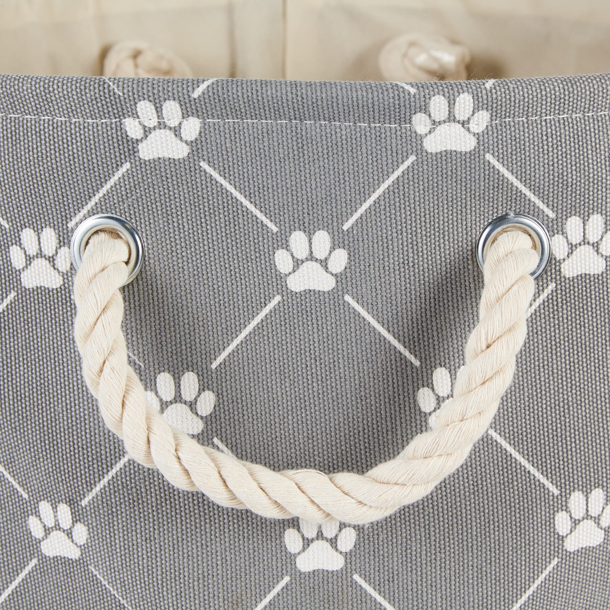 Bone Dry Pet Storage Collection Paw and Bone Print, Small Rectangle, 14x8x9, Gray