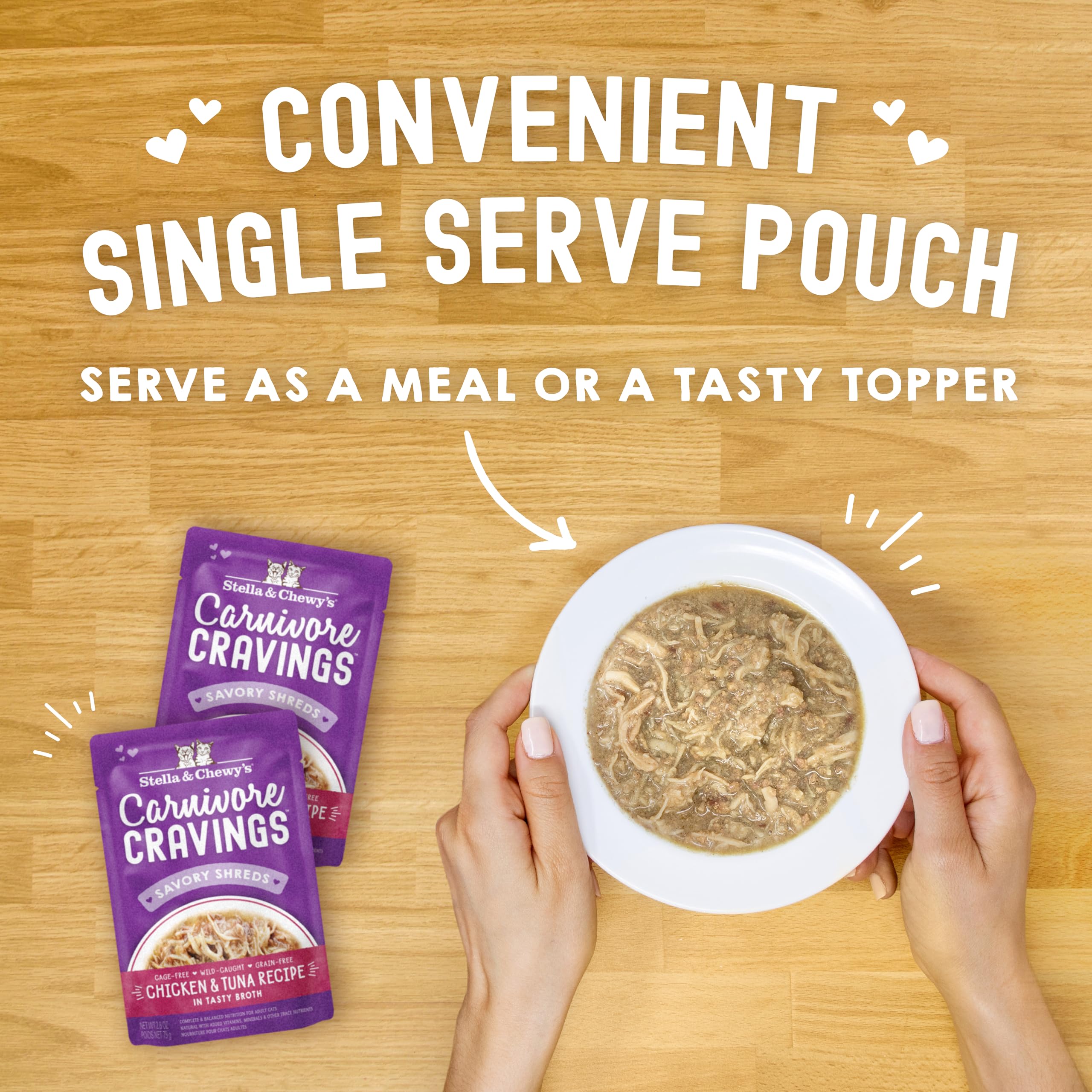 Stella & Chewys Carnivore Cravings Wet Cat Food - Premium Pouches - Grain Free, High Protein Chicken & Tuna - Perfect for Picky