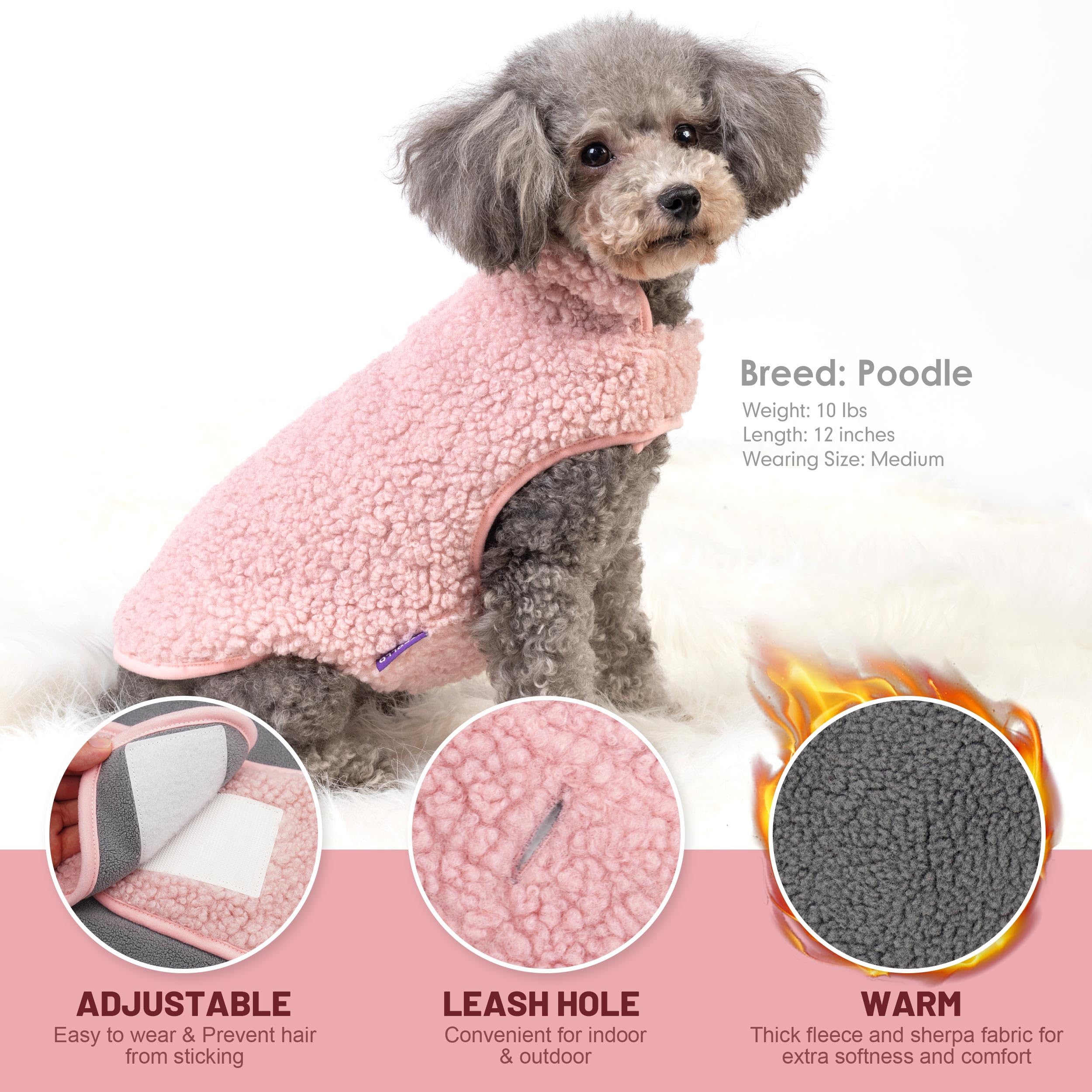 Cyeollo Reversible Dog Jacket - Winter Fleece Sweater & Sherpa Vest For Small Dogs & Cats, Blue L