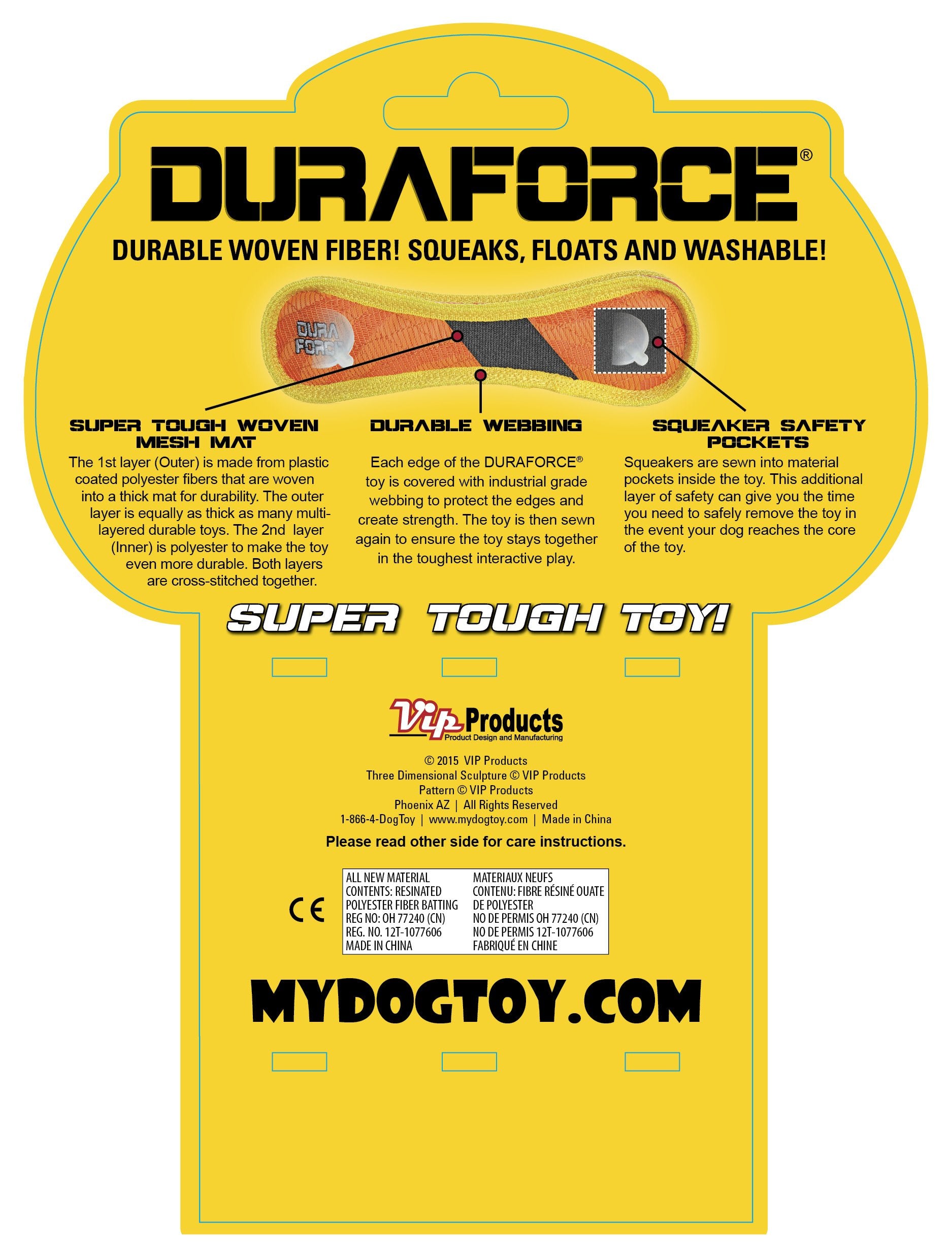 Duraforce - Durable Woven Fiber -Triangle Ring -Squeakers - Multiple Layers. Made Durable, Strong & Tough. Interactive Play Dog