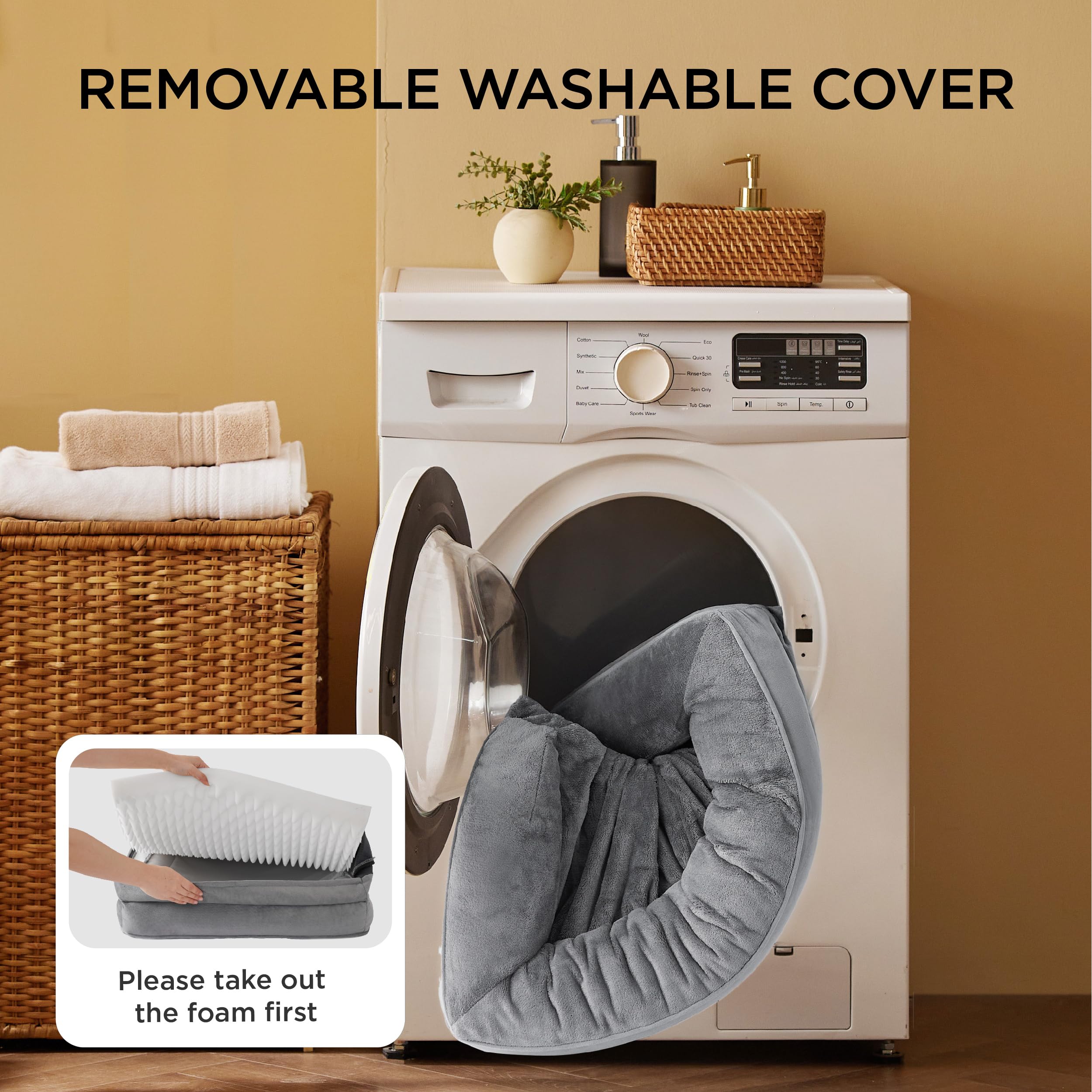 Bedsure Orthopedic Dog Bed For Large Dogs - Big Washable Dog Sofa Beds Large, Supportive Foam Pet Couch Bed With Removable Washable Cover, Waterproof Lining And Nonskid Bottom, Grey