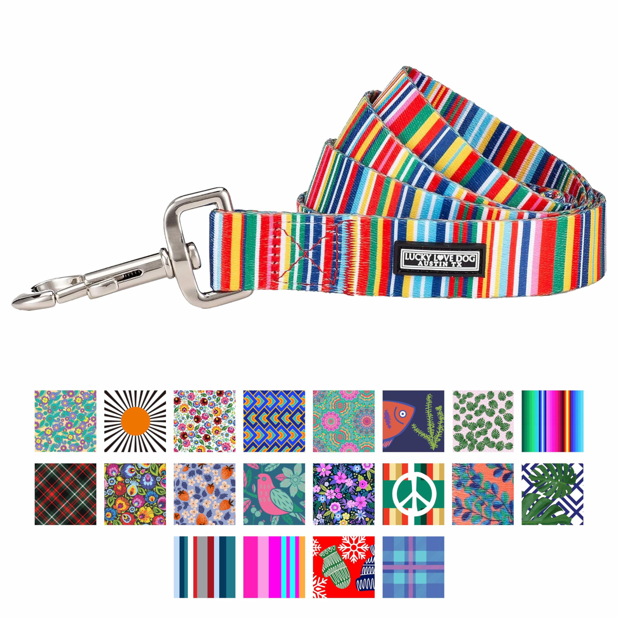 Lucky Love Dog Leash, Beautiful Vivid Patterns, Durable & Long Lasting (Hippie, Small)