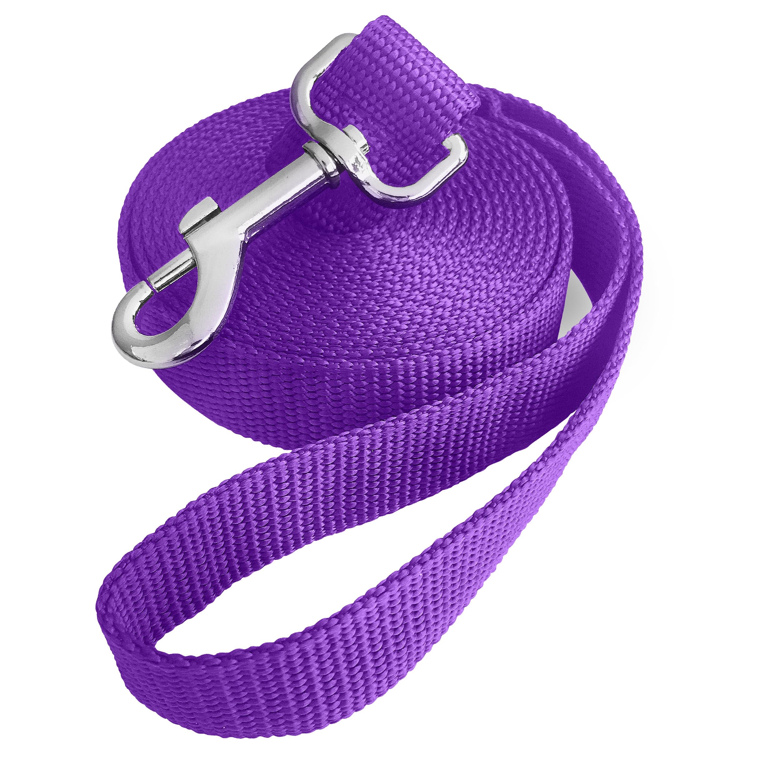 Jeckpat 10Ft Purple Dog Leashes - Obedience Recall Training Agility - Strong Traditional Style Extra Long Leads For Large, Mediu
