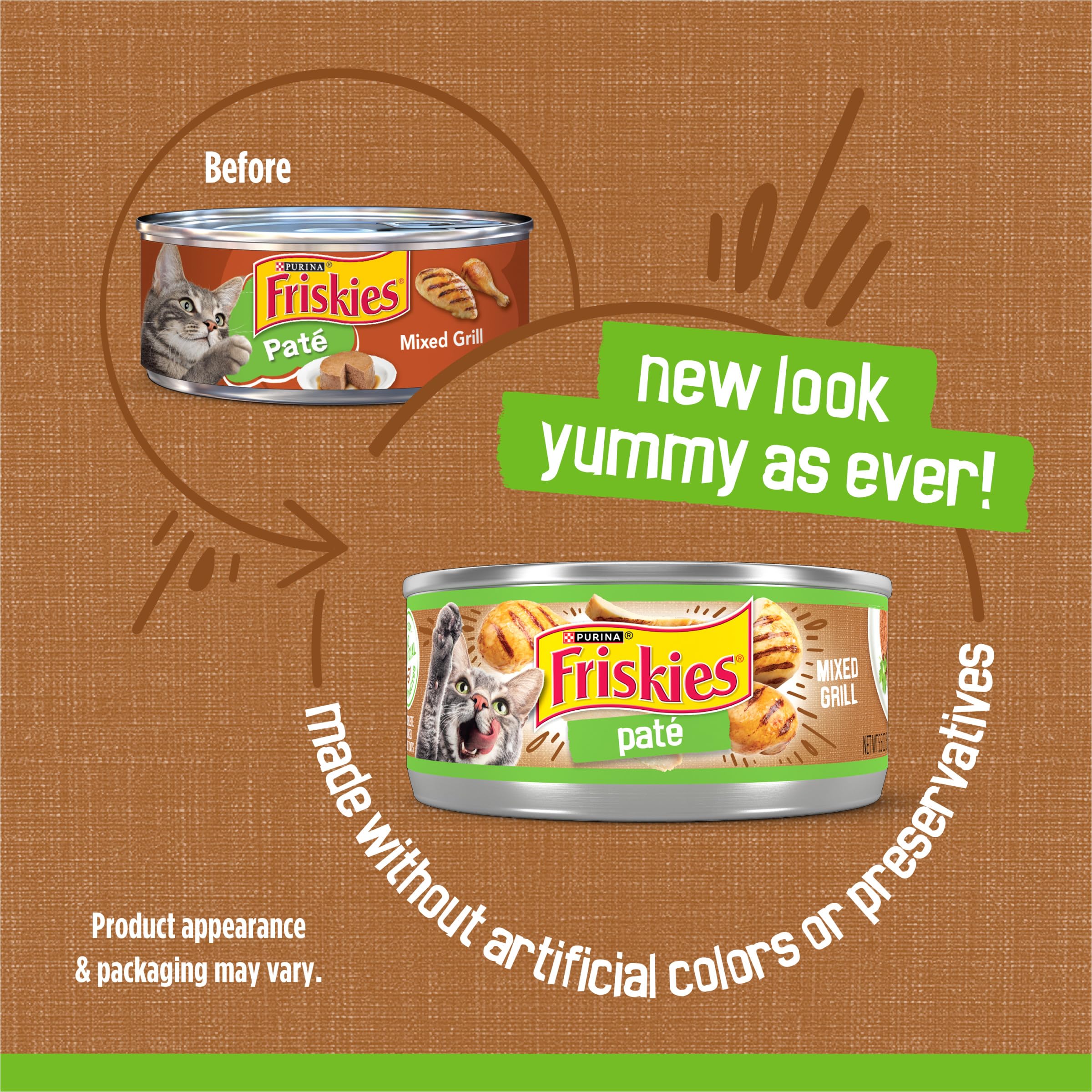 Purina Friskies Wet Cat Food, Pate Mixed Grill - (Pack of 24) 5.5 oz. Cans
