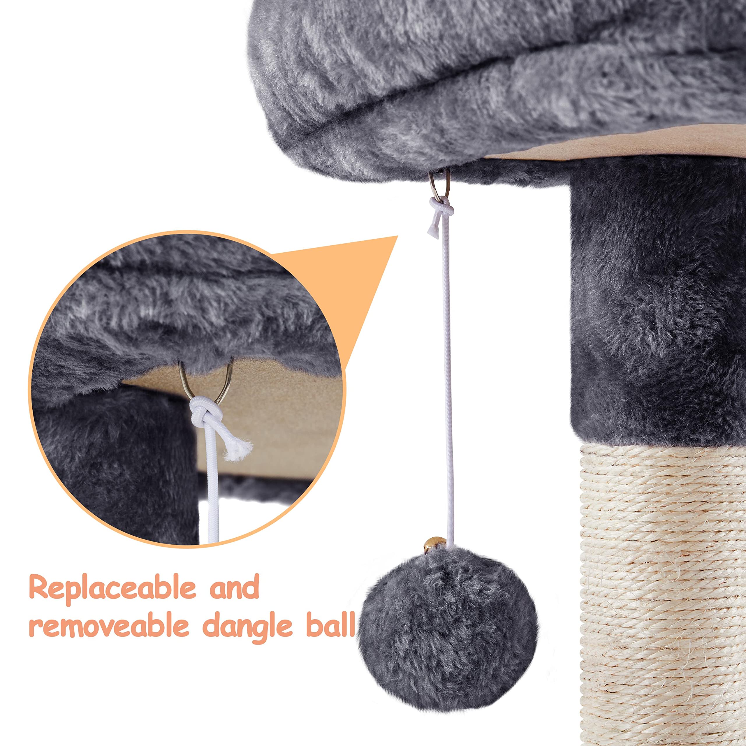 Yaheetech Cat Tree, Plush Covered Cat Tower For Indoor Cats, Cute Cat Condo With Scratching Post & Pad, 34.5In Multi-Level Cat Furniture Activity Center Cat Bed W/Dangling Ball & Platform For Kittens