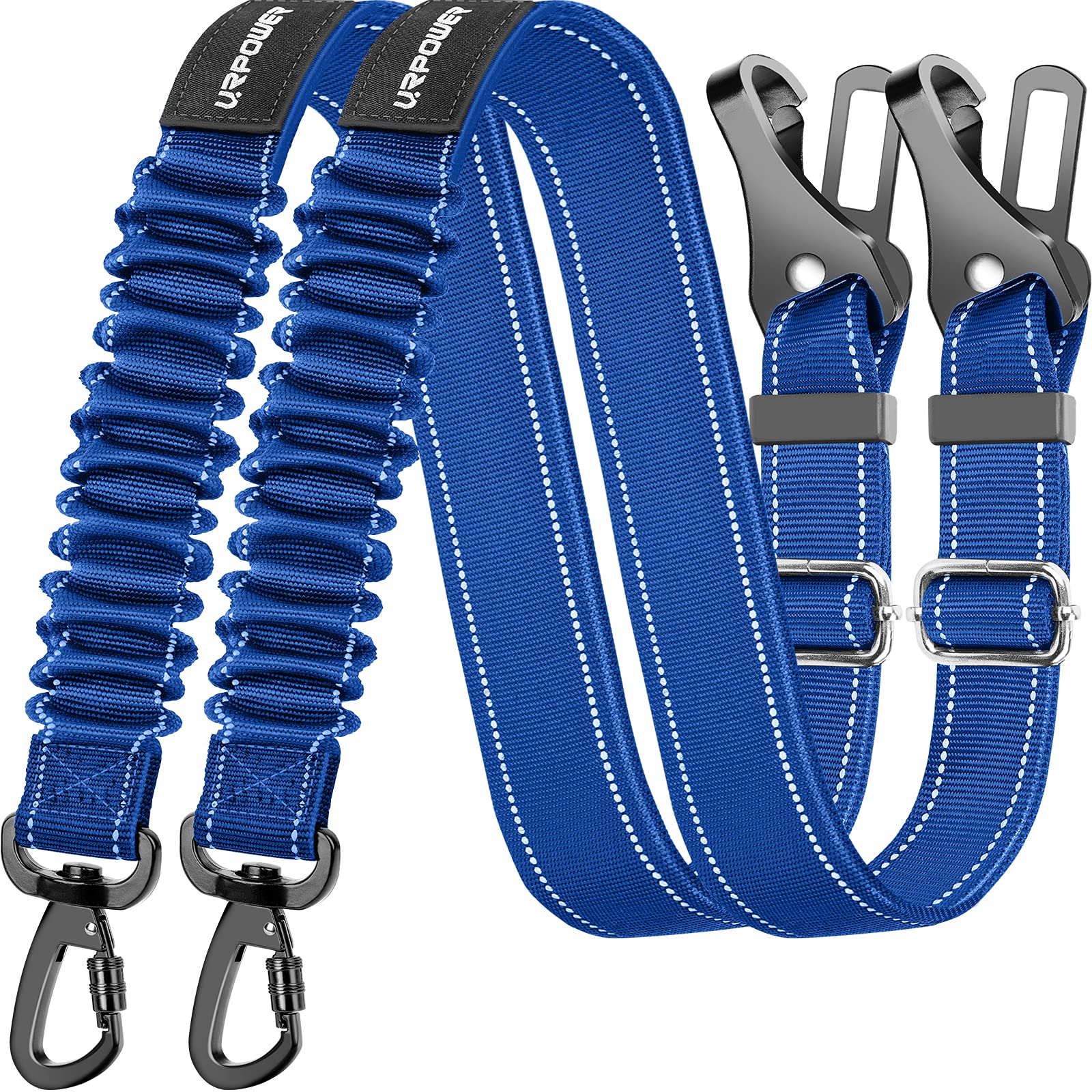 Urpower Upgraded Dog Seat Belt 3-In-1 Car Seatbelts 2 Pack Adjustable Pet Seat Belt For Vehicle Nylon Pet Safety Seat Belts Heav