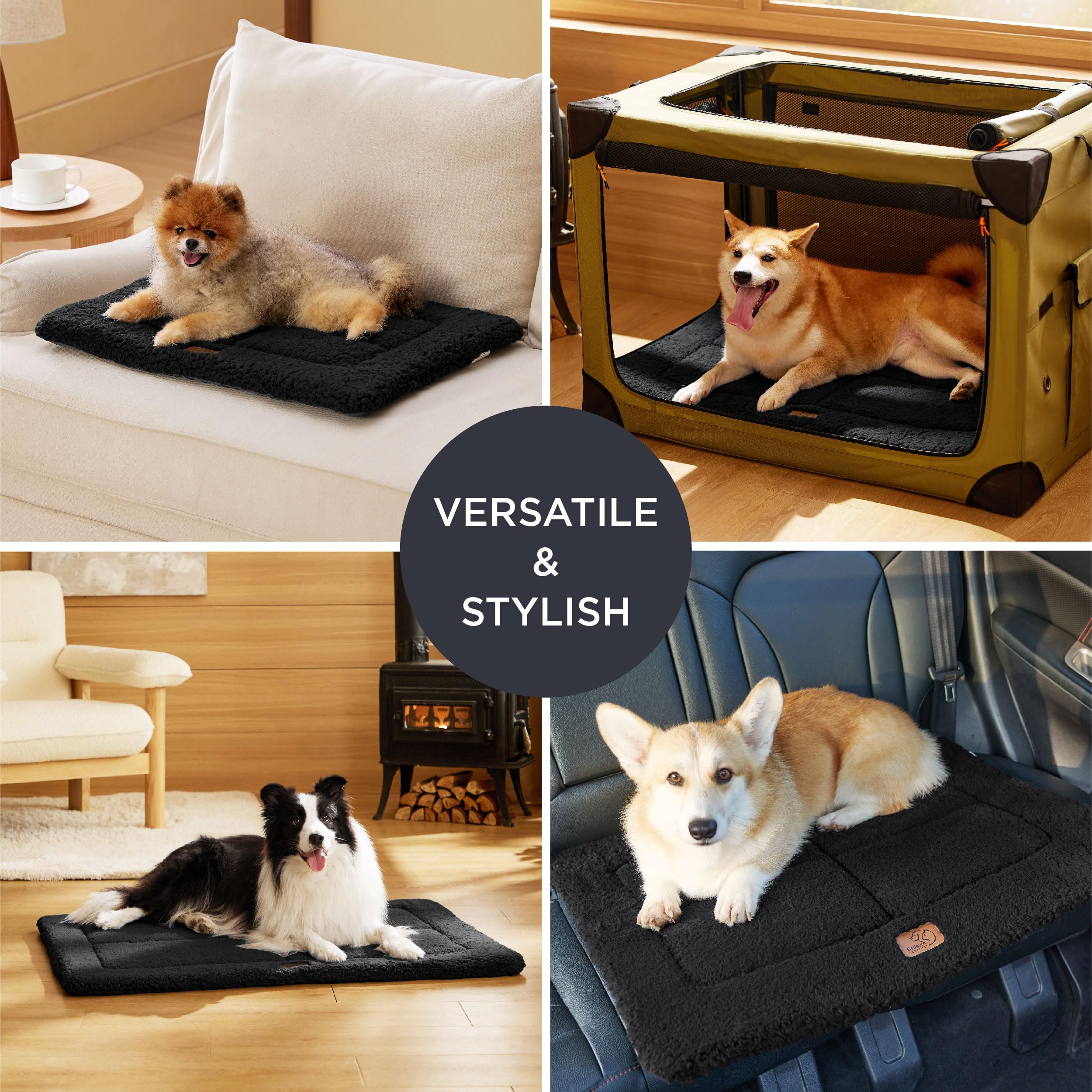 Bedsure Washable Dog Crate Bed For Medium Dogs, Reversible Foam Floor Pet Mat, Versatile Lightweight Pet Crate Pad For Cages