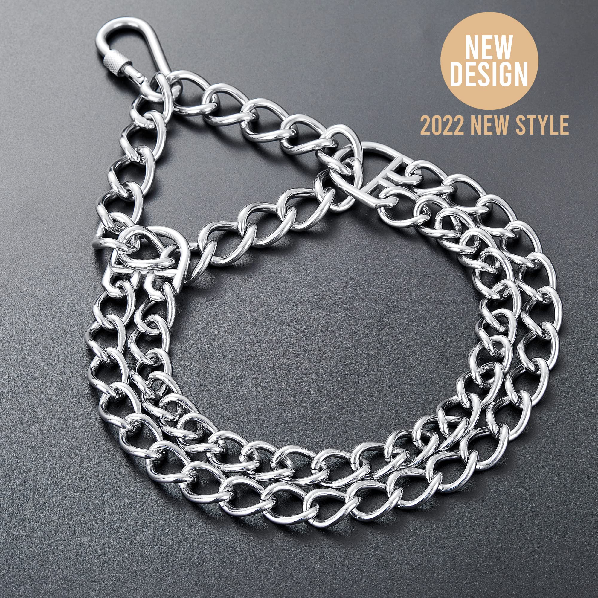 W/W Lifetime Dog Chain Collar Walking Metal Chain Collar With Design Secure Buckle, Cuban Link 24Mm Strong Heavy Duty Chew Proof