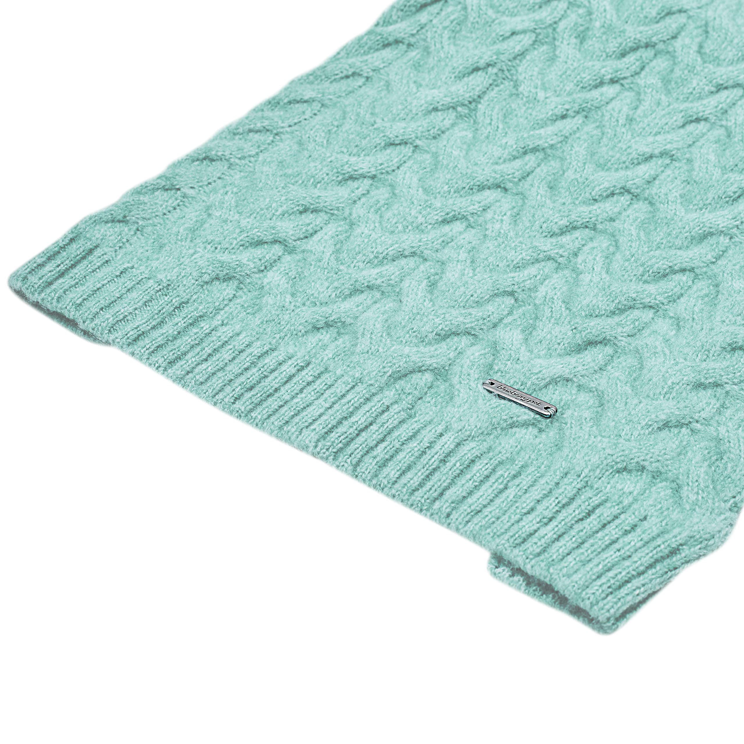 Blueberry Pet 2023 New Classic Fuzzy Textured Knit Pullover Turtle-Neck Dog Sweater In Heathered Jade, Back Length 14', Pack Of 1 Clothes For Dogs