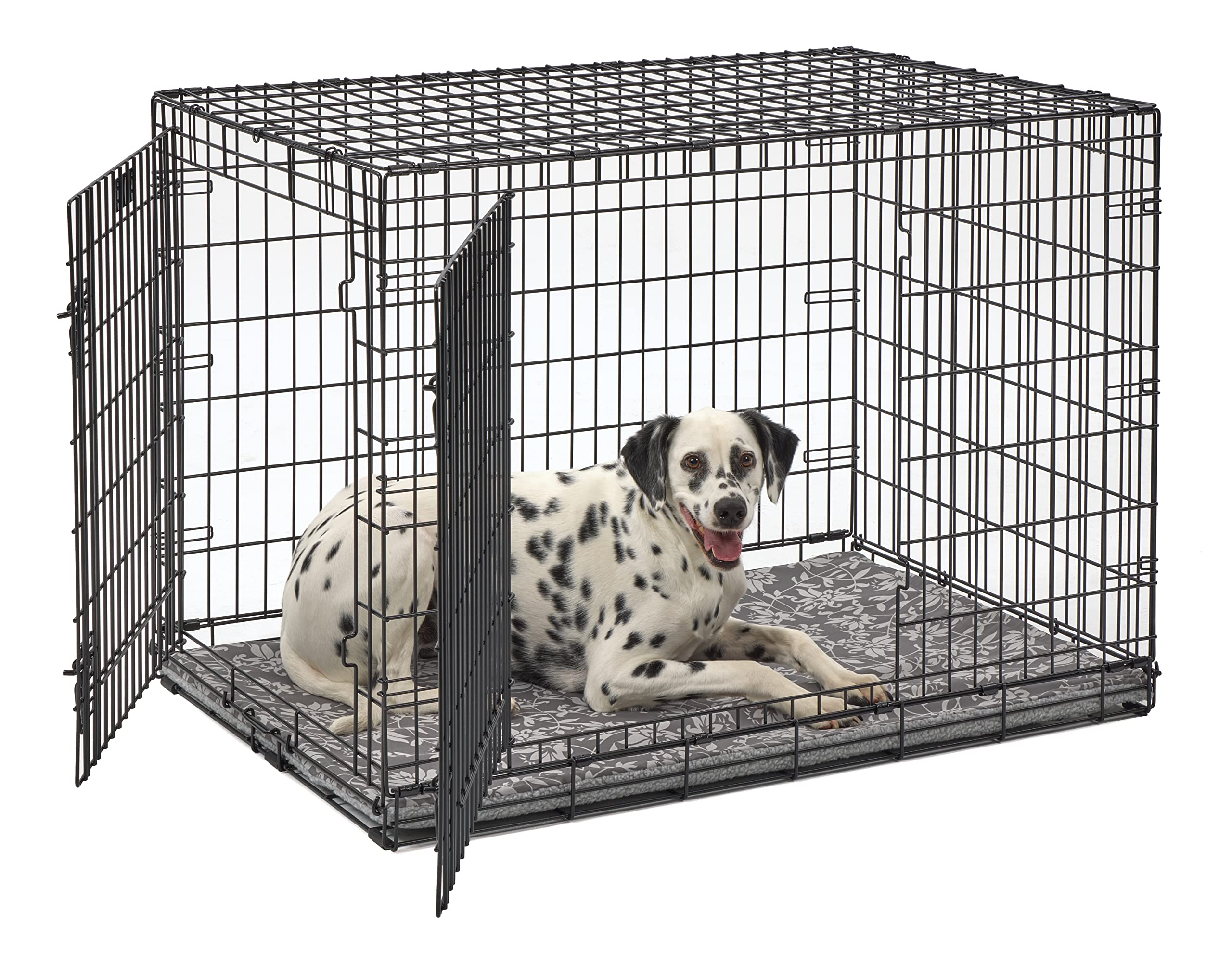 Midwest Homes For Pets Quiet Time Reversible Crate Pan Cover 42' Gray Floral/Fleece