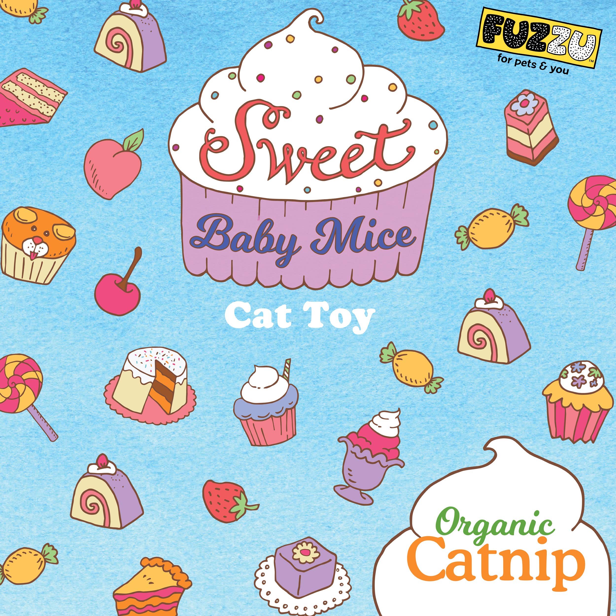 Fuzzu Sweet Baby Mice Cat Toy | Cat Toy Catnip | Interactive Cat Toy | Stimulating Cat Toy | Organic Catnip | Pink