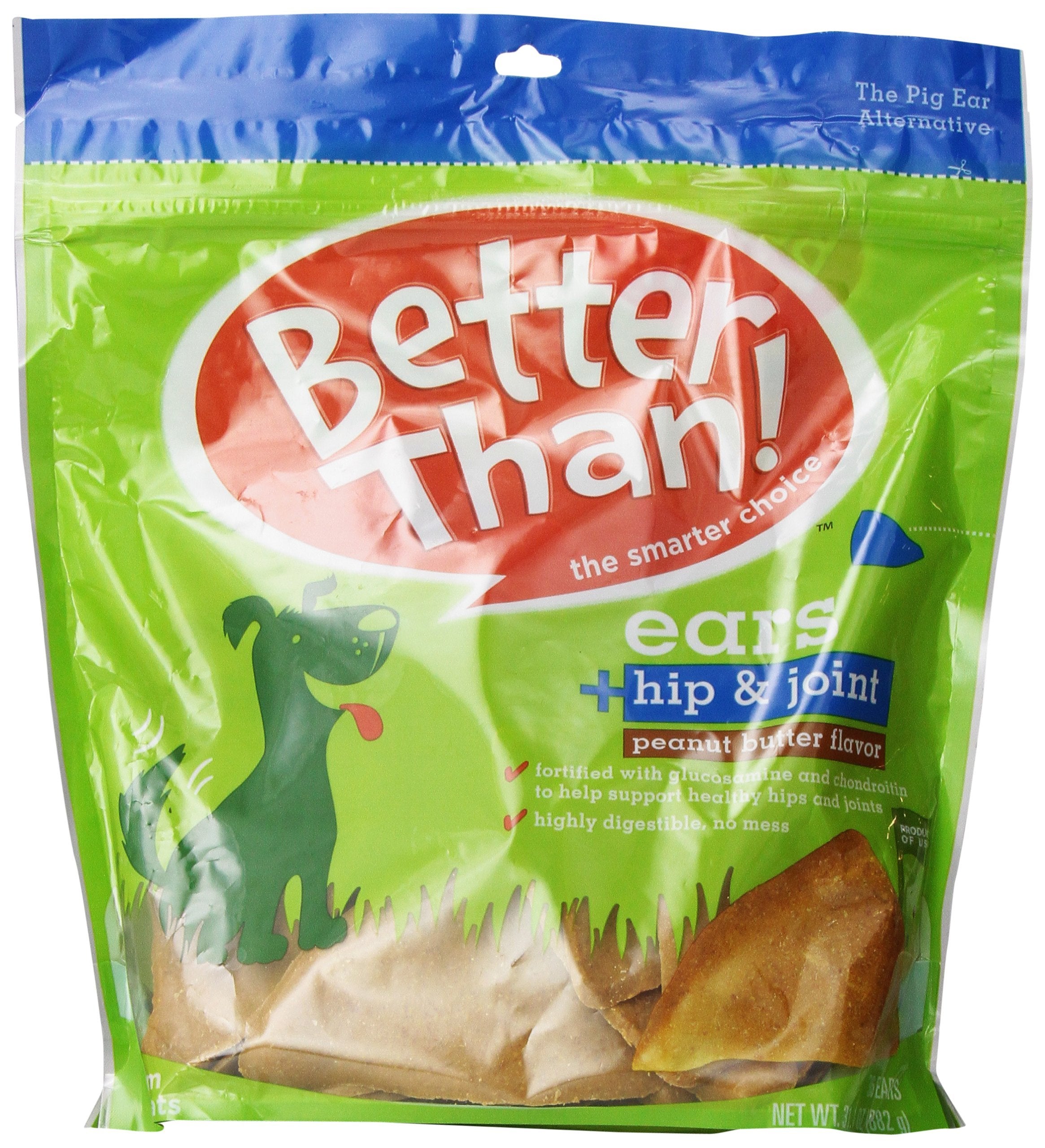 Better Than Ears Premium Dog Treats, Hip & Joint Peanut Butter Flavor, 36 Count Pouch