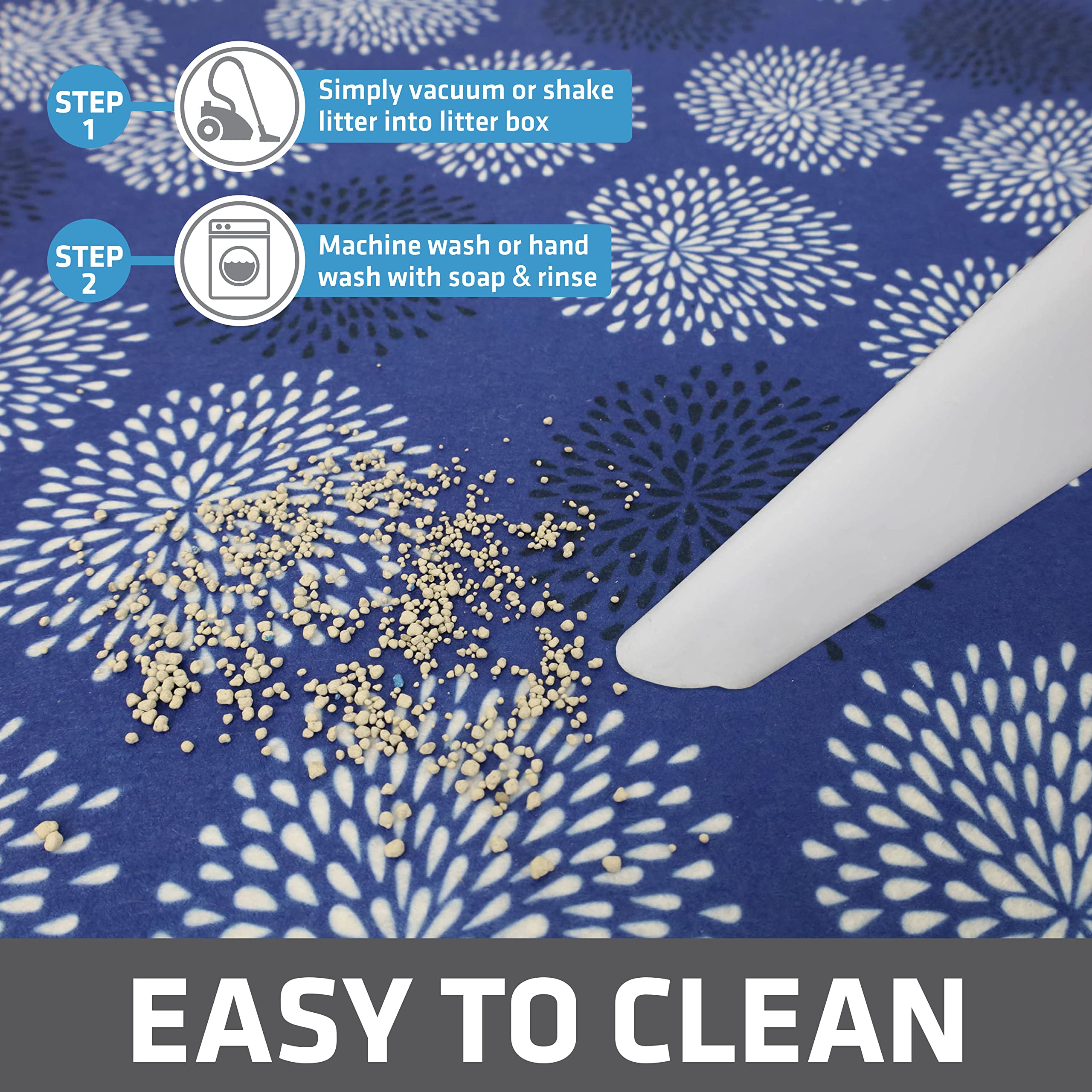 Drymate Original Cat Litter Mat, Contains Mess From Box For Cleaner Floors, Urine-Proof, Soft On Kitty Paws -Absorbent/Waterproof- Machine Washable, Durable (Usa Made) (20”X28”)(Good Medicine Blue)