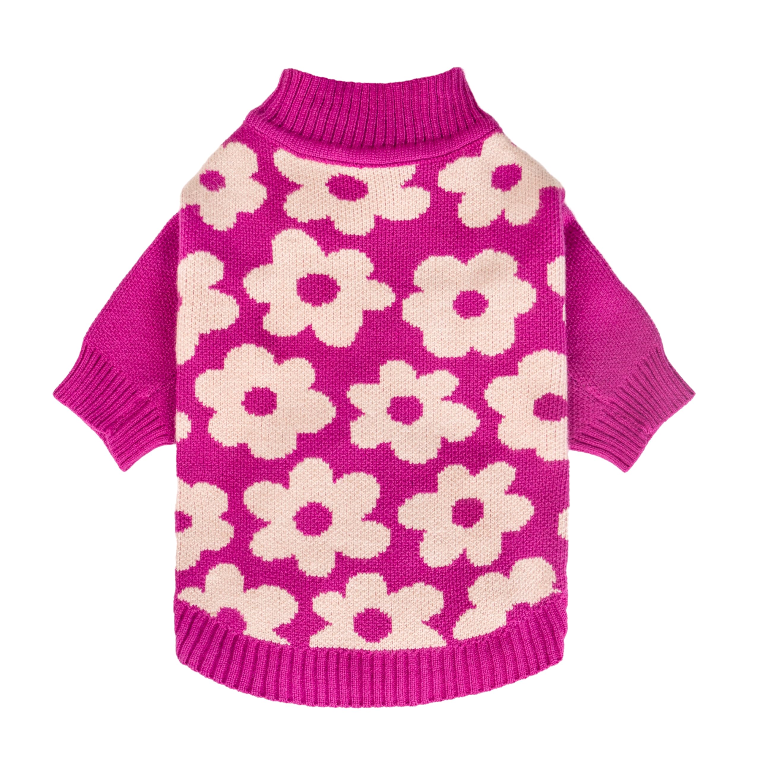 Fitwarm Floral Dog Sweater - Thermal Dog Sweatshirt, Winter Clothes - Hot Pink, White, Xxl