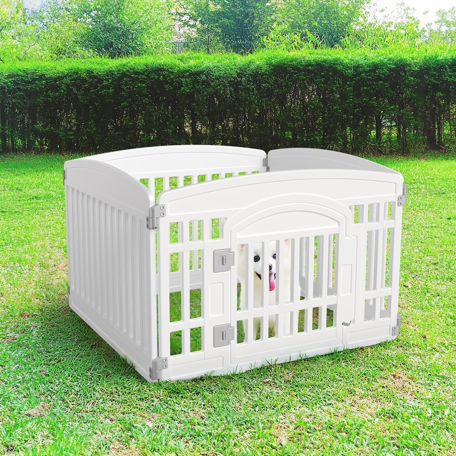 Smug Dog Playpen 4-Panel 24'' | Safe & Secure Indoor/Outdoor Pet Fence | Folding & Portable | 35 X 35 X 24In, Ideal For Small To