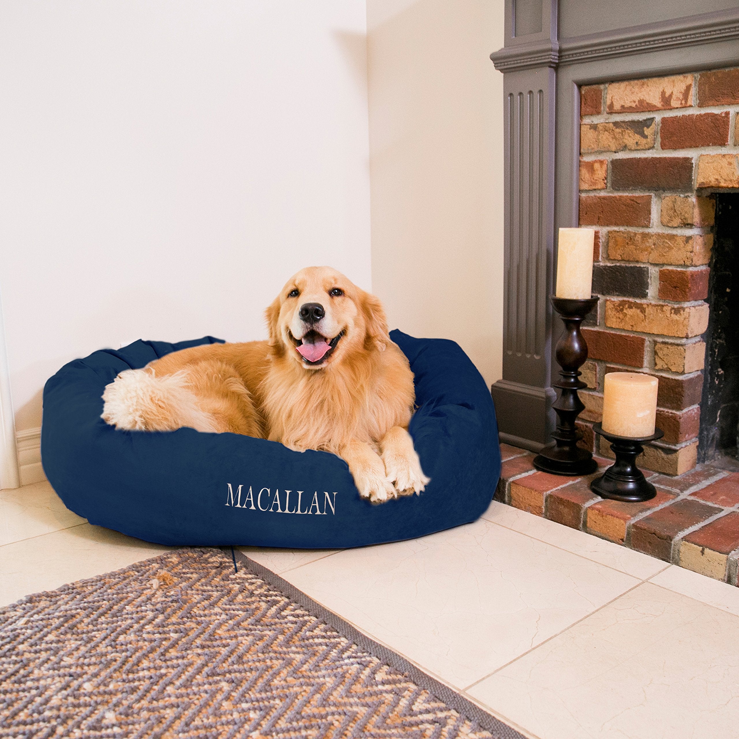 Majestic Pet Personalized Calming Villa Shredded Memory Foam Dog Bed - Round Dog Bed With Spine Support, Fluffy Donut Design, 32