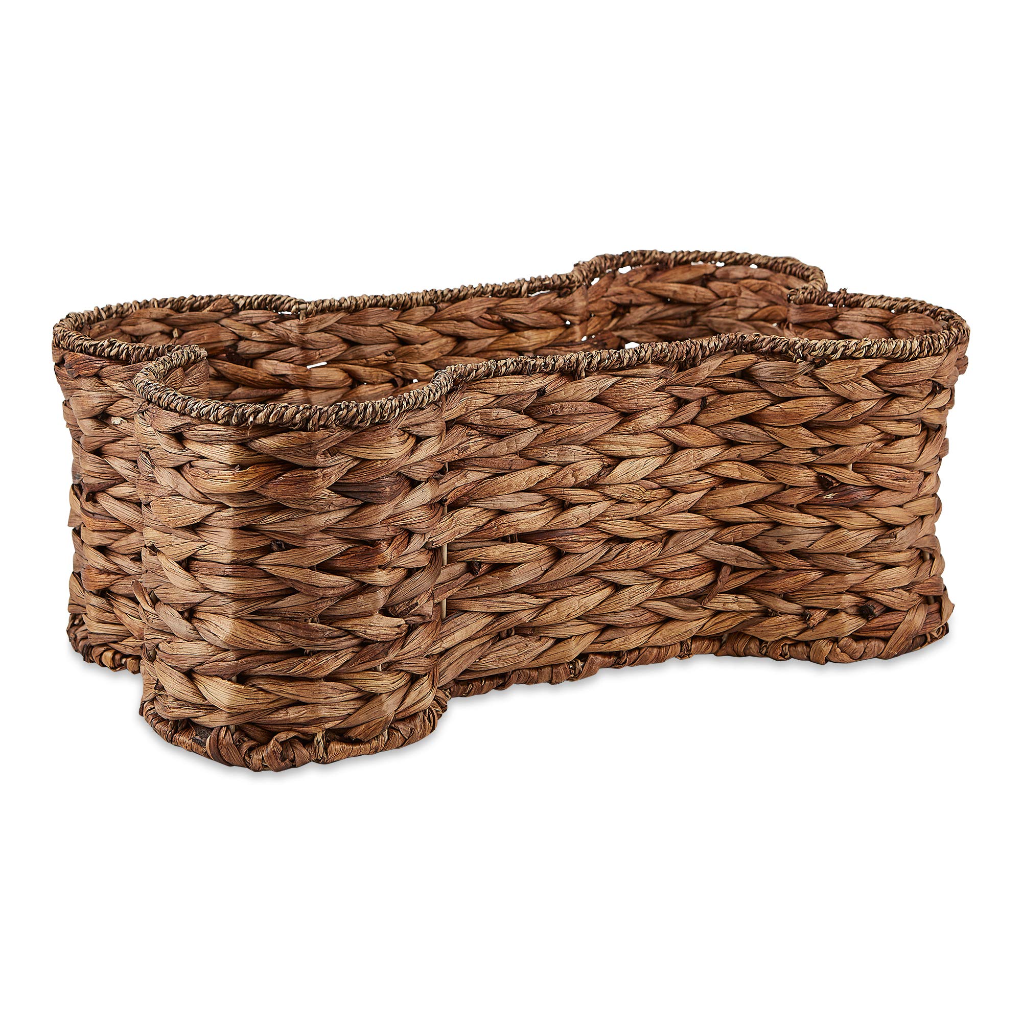 Bone Dry Pet Storage Collection, Bone Shape Hyacinth Toy Basket, Dark Brown, Small