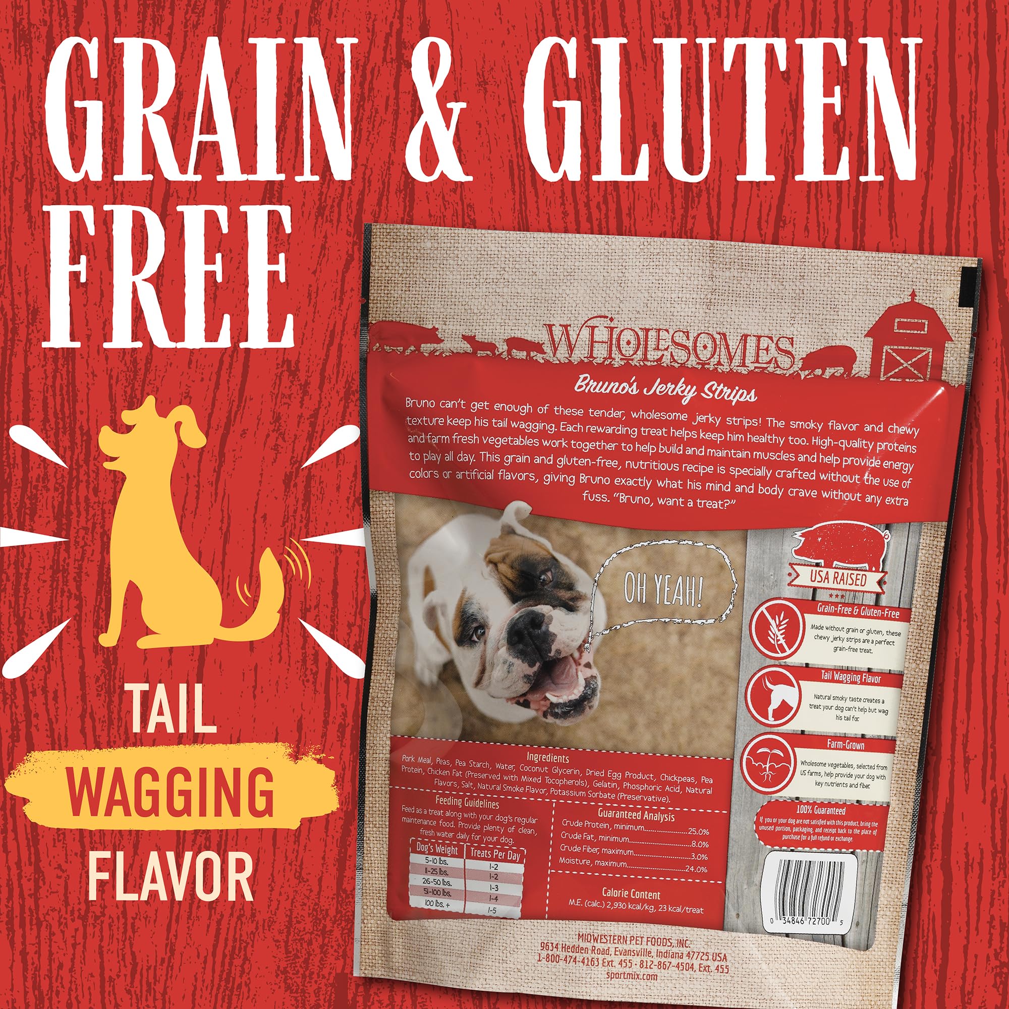 Wholesomes Brunos Jerky Strips Grain-Free Moist Dog Treats 25 oz