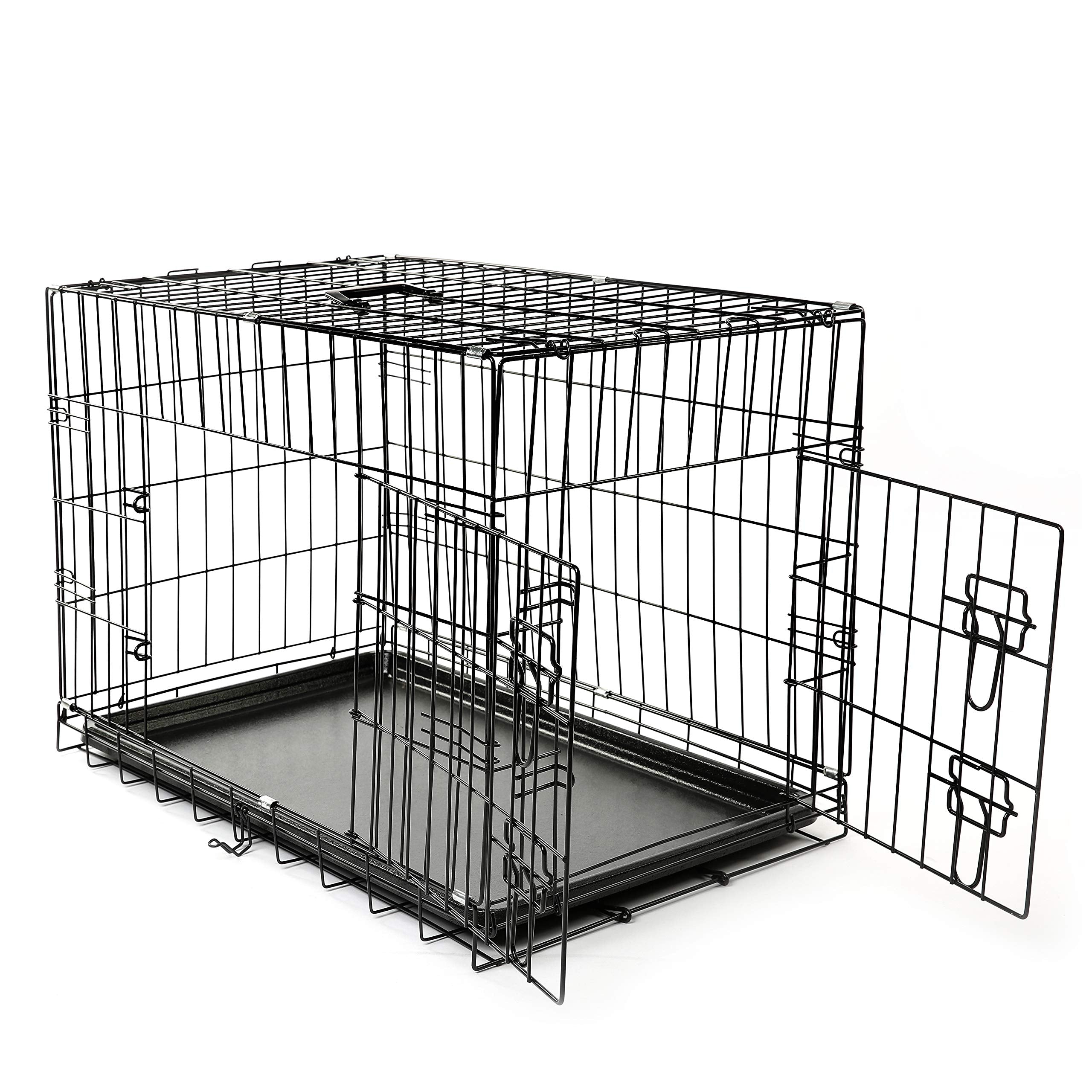 Tresko Dog Cage 77 X 48 X 54 Cm Foldable With 2 Doors Transport Cage Car Dog Box With Base Tray Transport Box Wire Cage