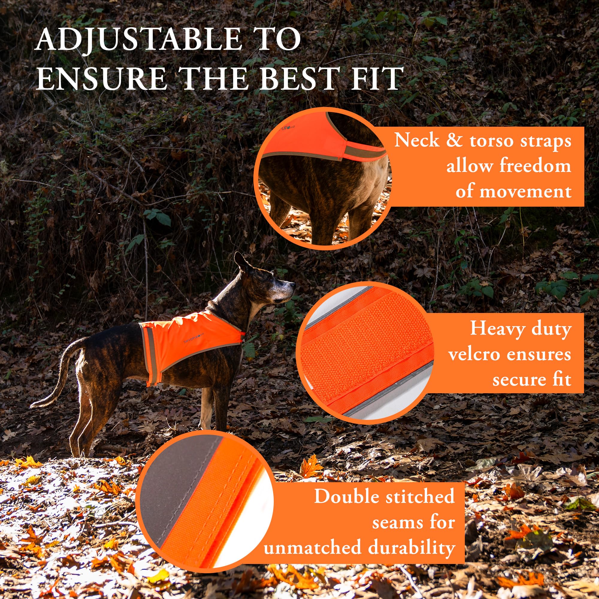 Safetypup Xd Lite Dog Vest. Coverage To Mid Back. Reflective Hi Visibility Blaze Orange Fluorescent Fabric Helps To Keep Them In