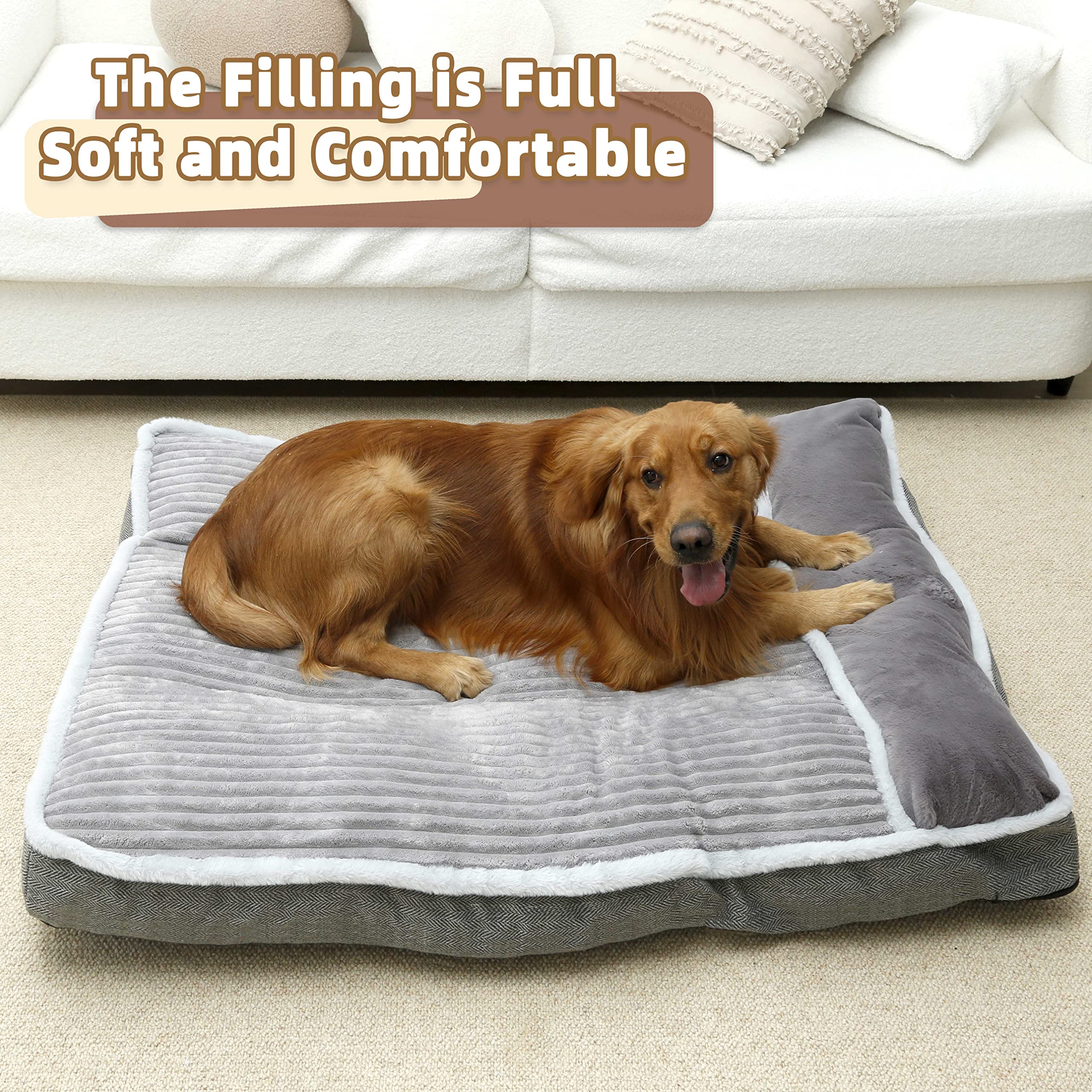 Windracing Large Dog Bed With Pillow For Crate Kennel, Sofa Dog Bed, Super Soft Pet Bed For Medium, Jumbo, Furniture