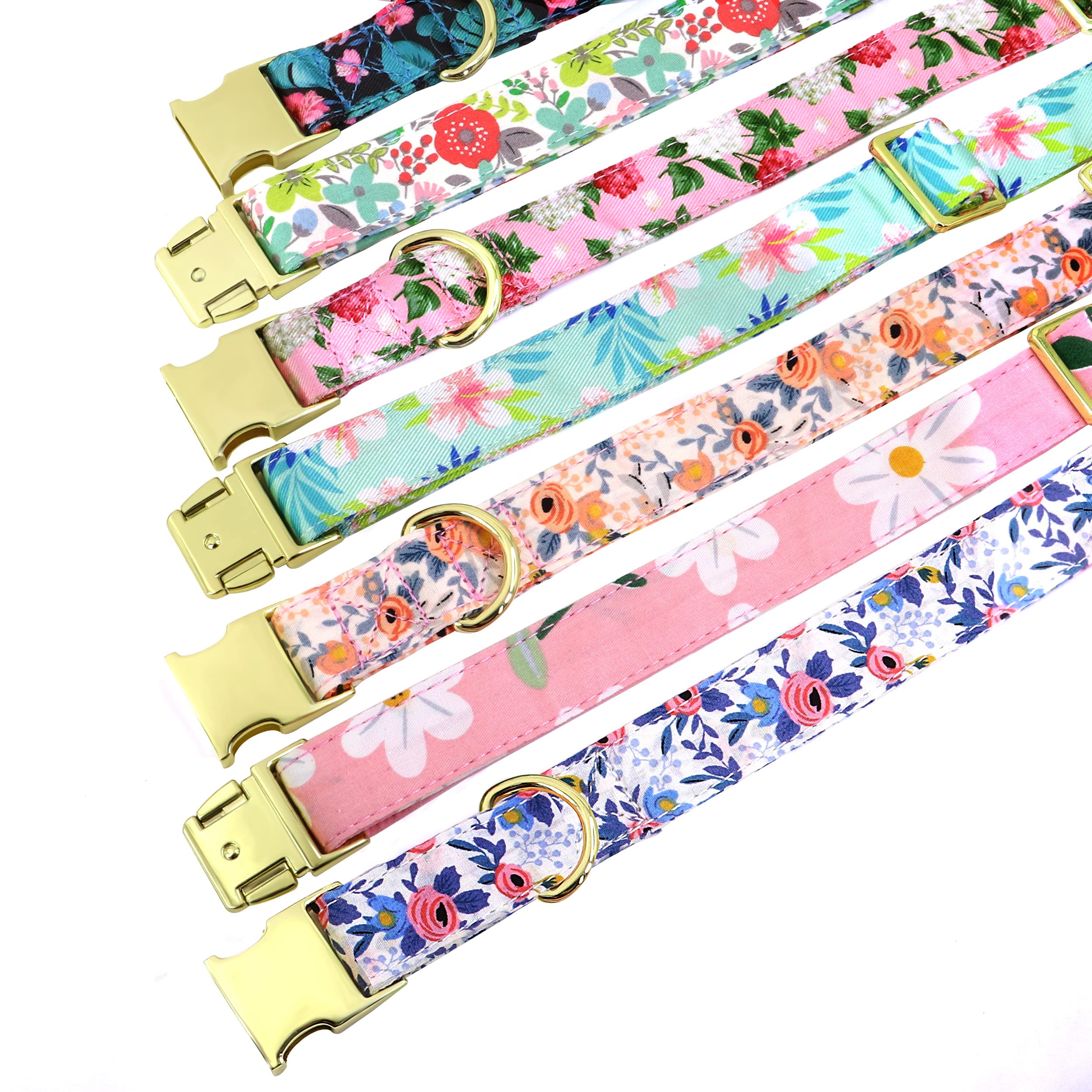 Beirui Cute Girl Dog Collars for Small Medium Large Dogs, Multiple Floral Patterns Female Pet Dog Collars with Flower for Weddin