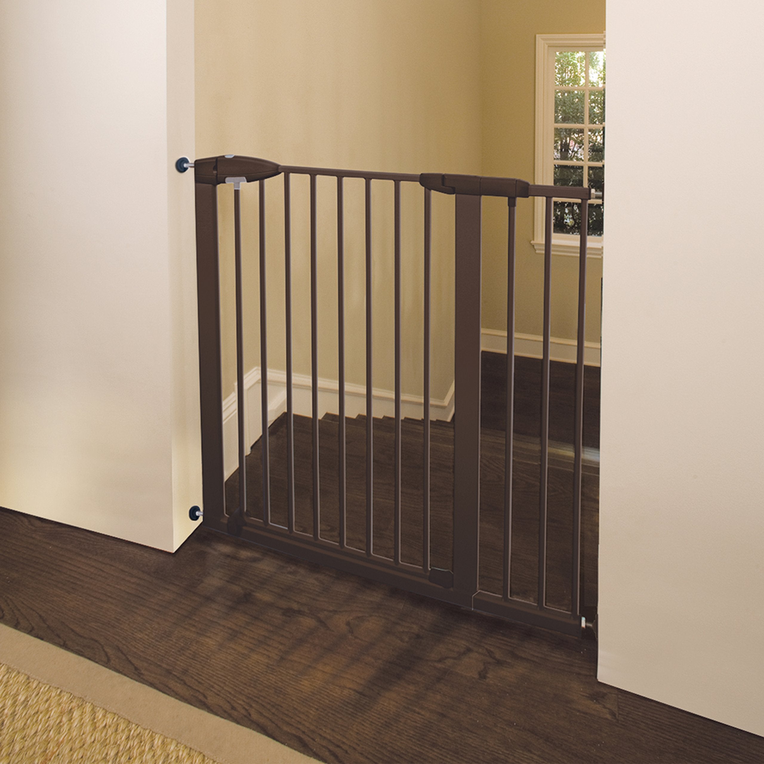 Munchkin® Easy Close Xl™ Pressure Mounted Baby Gate For Stairs, Hallways And Doors, Walk Through With Door, 29.5' - 51.6' Wide, Metal, Bronze