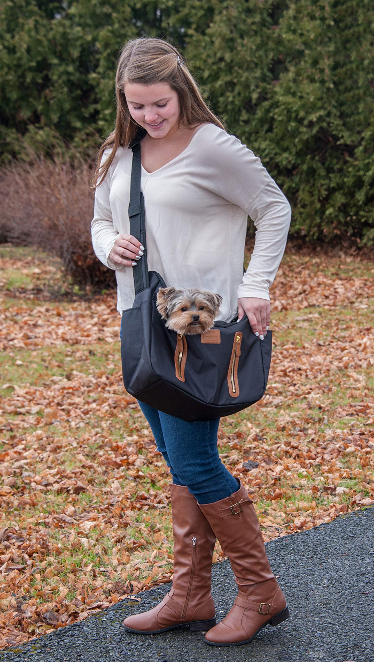 Pet Gear Tote/Sling Carrier For Cats/Dogs, Storage Pocket, Removable Washable Liner, Zippered Top And Mesh Windows, Onyx
