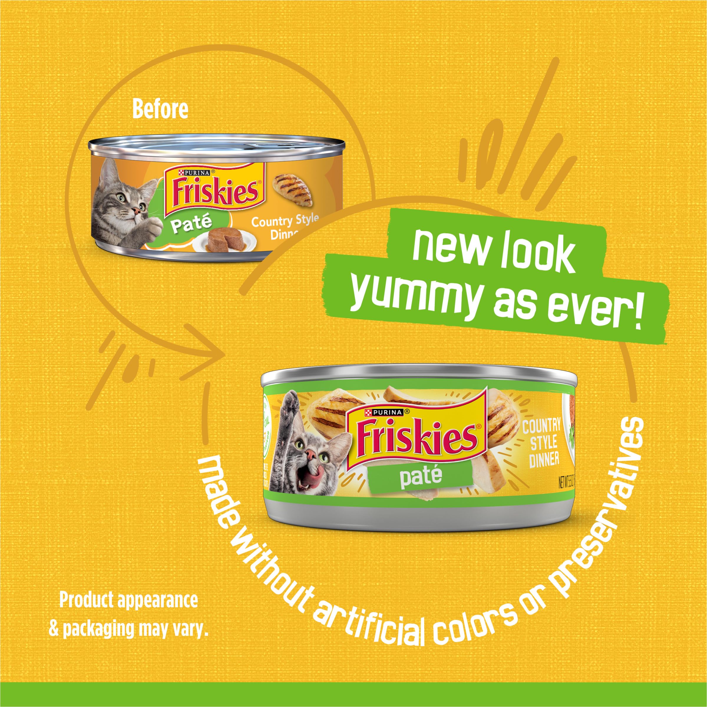 Purina Friskies Wet Cat Food Pate, Country Style Dinner - (Pack of 24) 5.5 oz. Cans